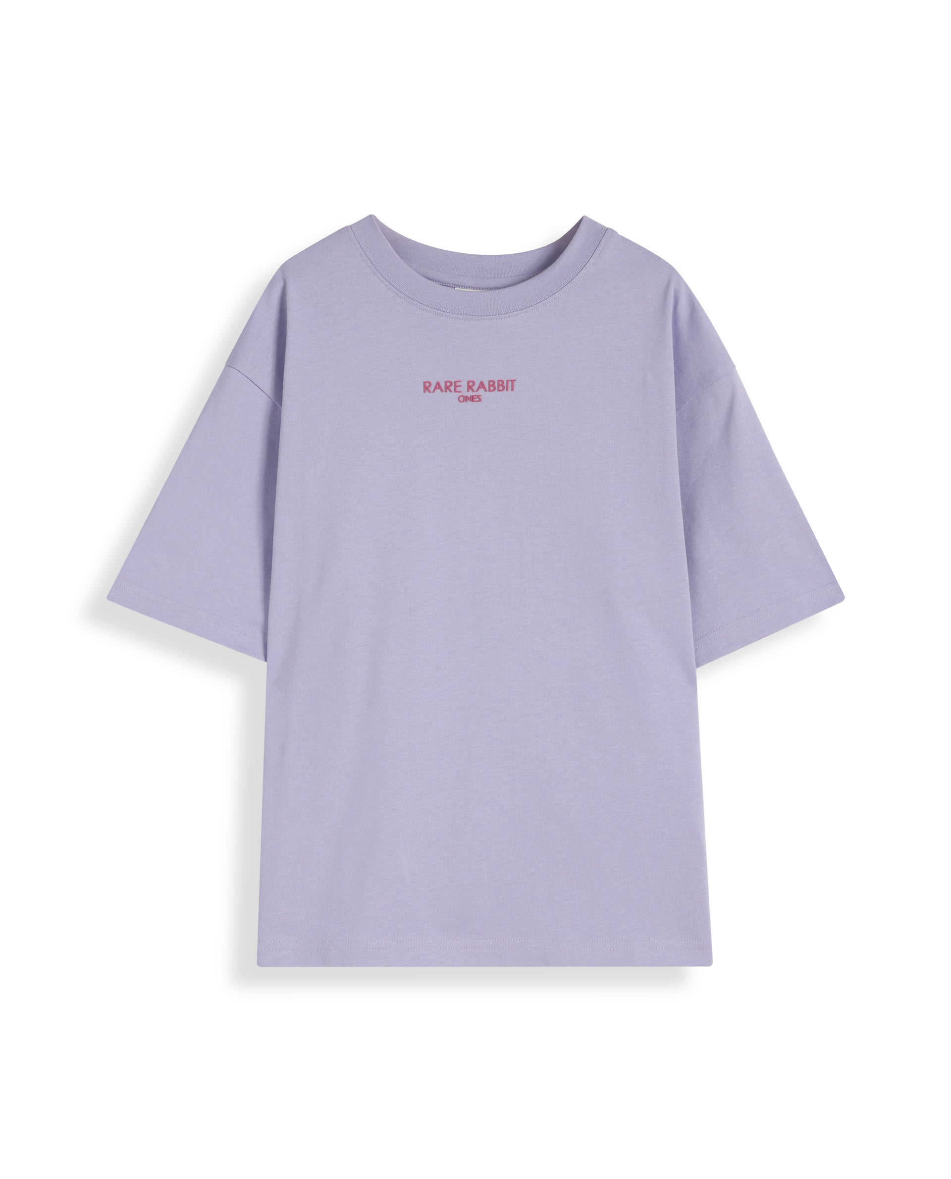 Rare Ones Kids Feg Dusky Purple Cotton Blend Half Sleeves Oversized Crew Neck Graphic Back Print With Applique T-Shirt