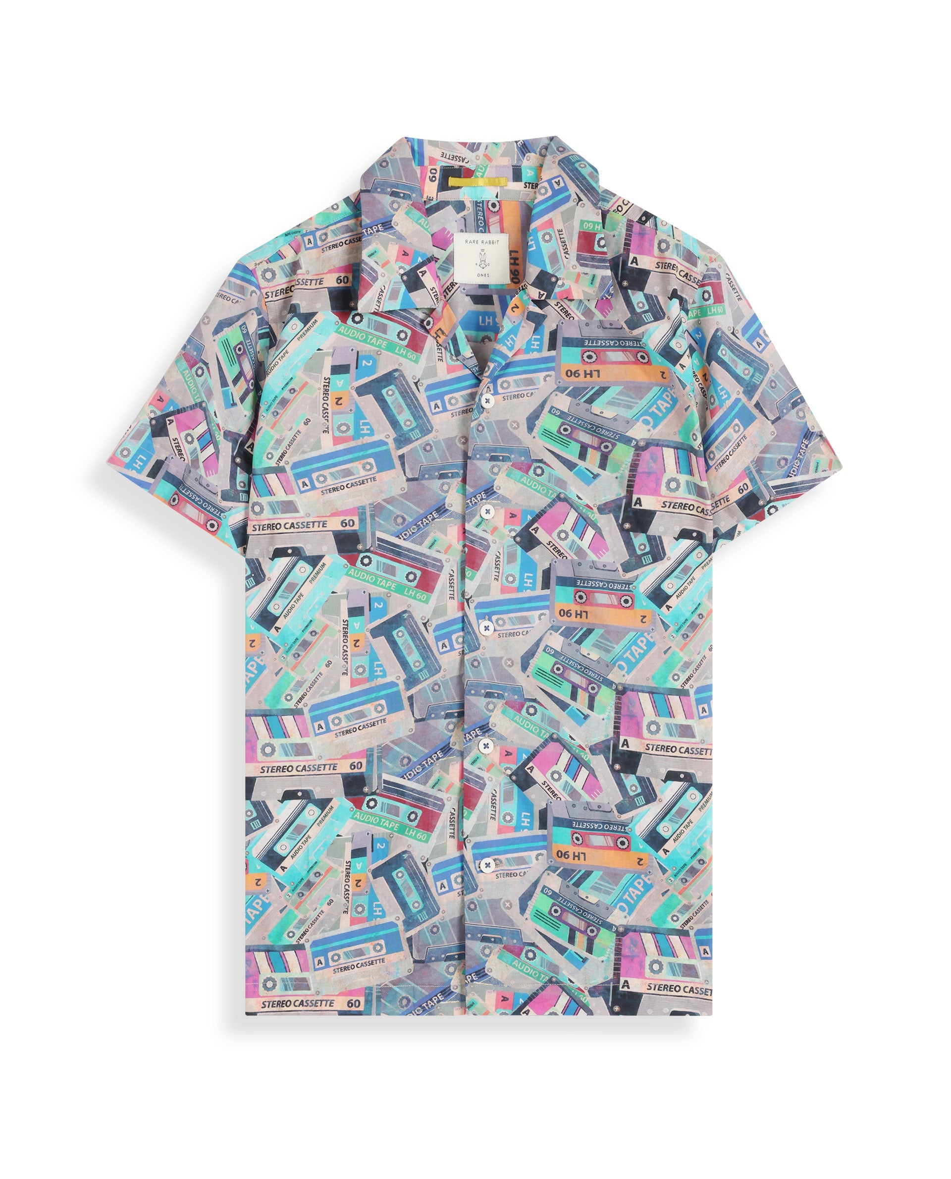 Rare Ones Kids Cast Light Brown Cotton Short Sleeve Cuban Collar Digital Print Shirt