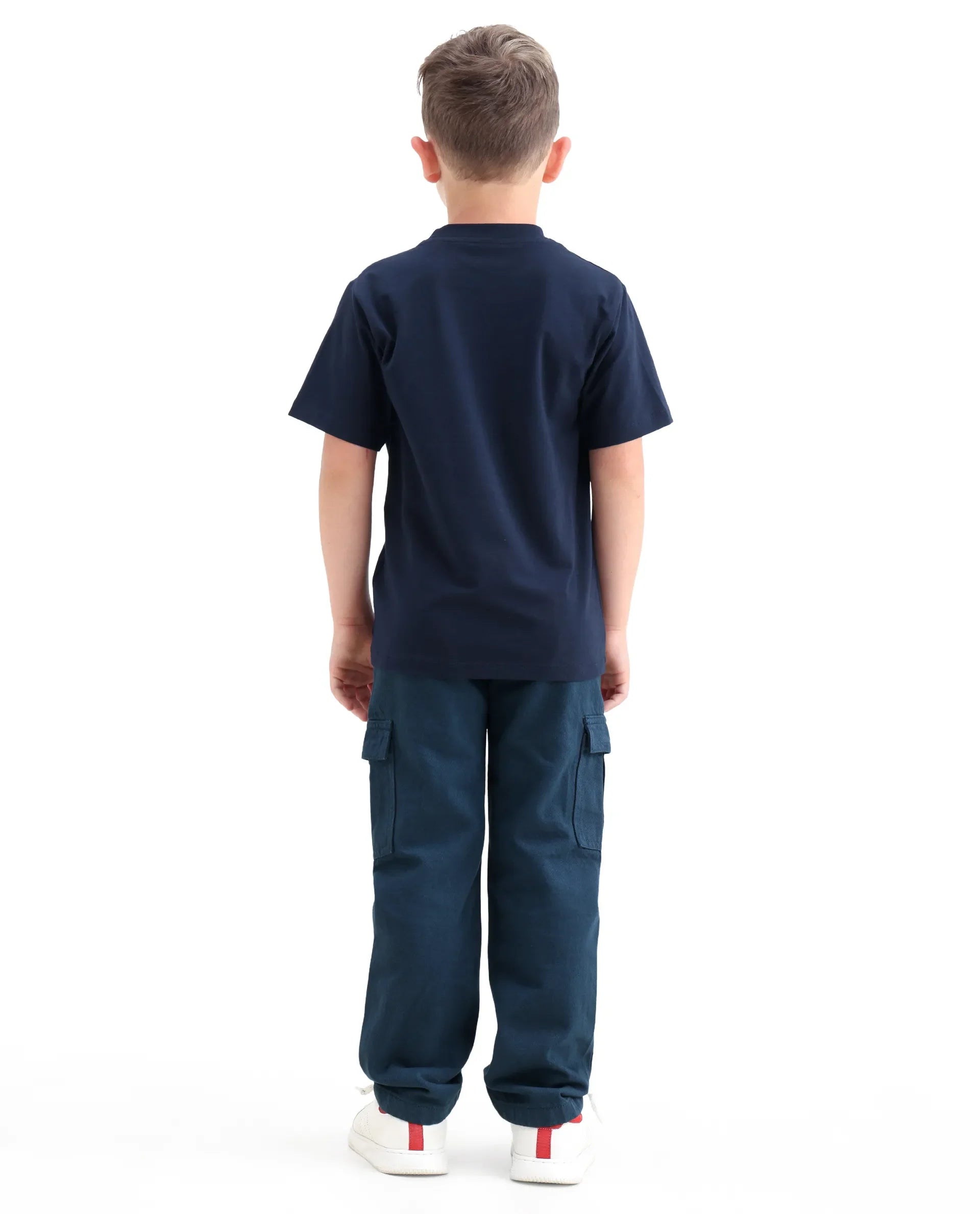 Rare Ones Kids Arrot-1 Dark Teal Cotton Fabric Zipper Closure Cargo Fit Jeans