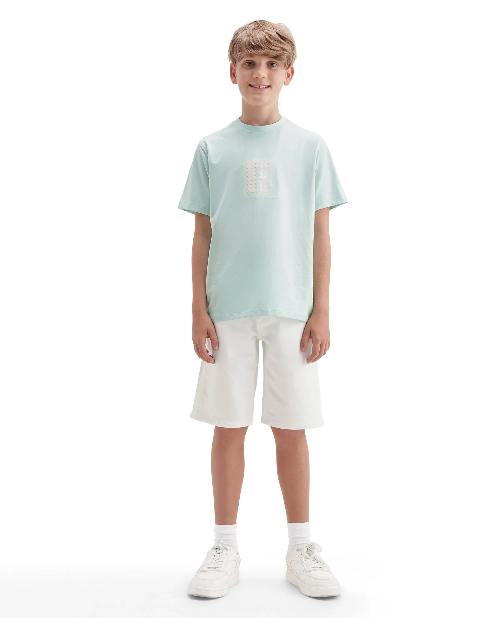 Rare Ones Kids Siro White Cotton Blend Fabric Button And Zipper Closure Regular Plain Shorts