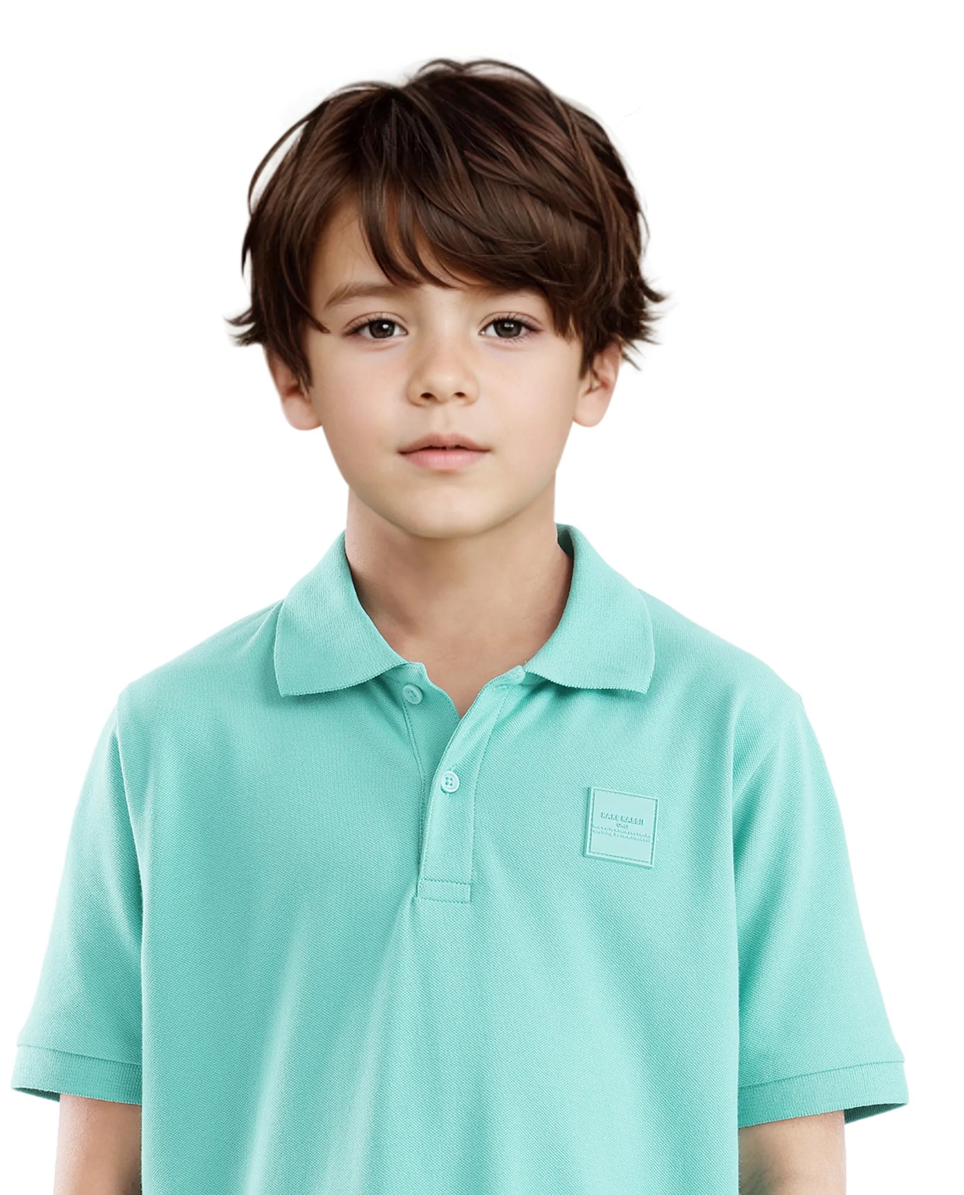Rare Ones Kids Aran Light Green Cotton Blend Short Sleeve Applique Print Polo