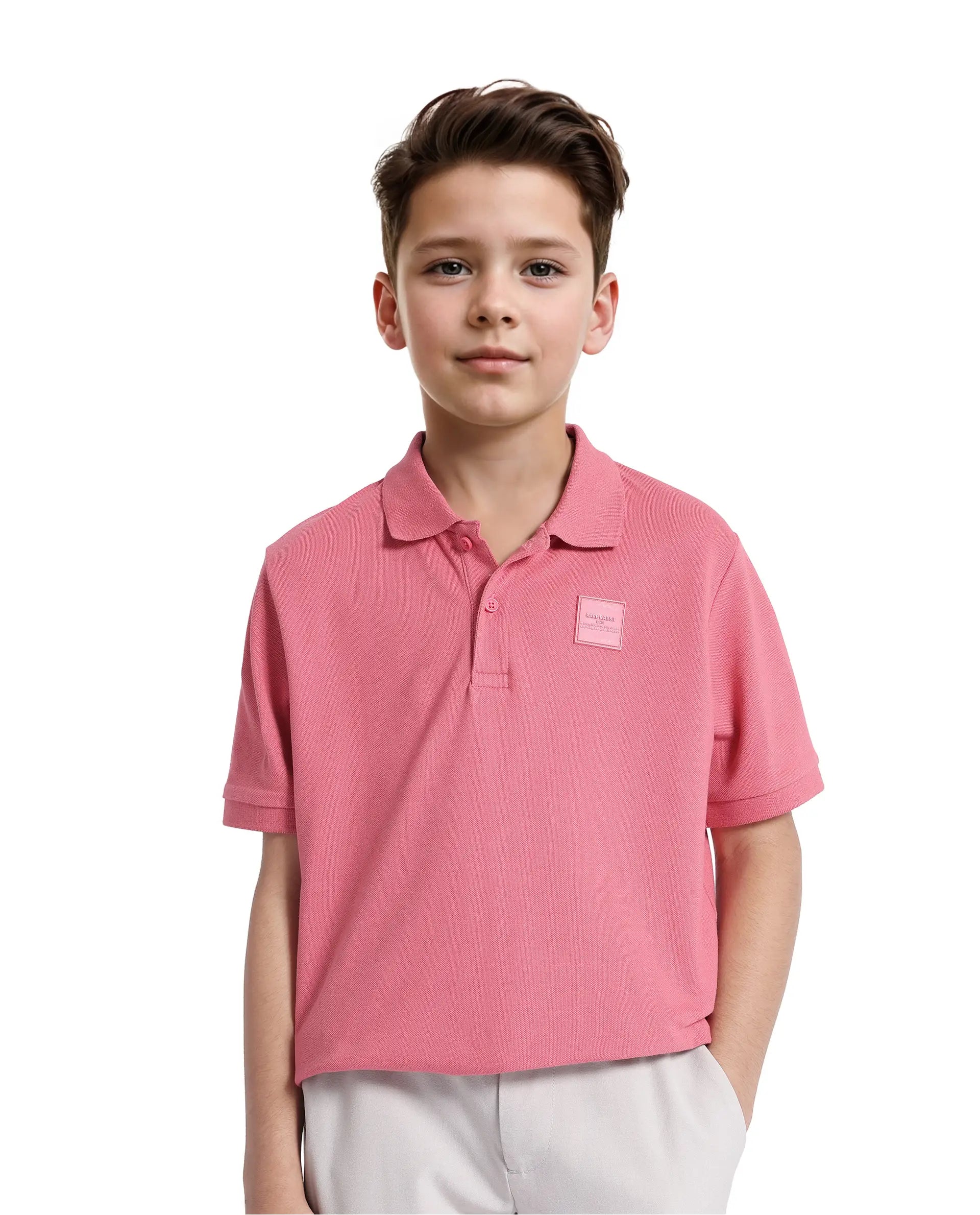 Rare Ones Kids Aran Pink Cotton Blend Short Sleeve Polo Neck Applique Polo