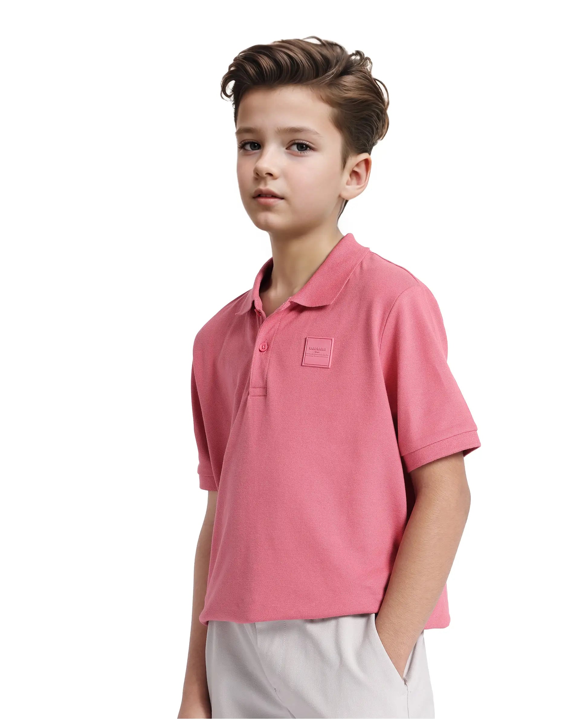 Rare Ones Kids Aran Pink Cotton Blend Short Sleeve Polo Neck Applique Polo