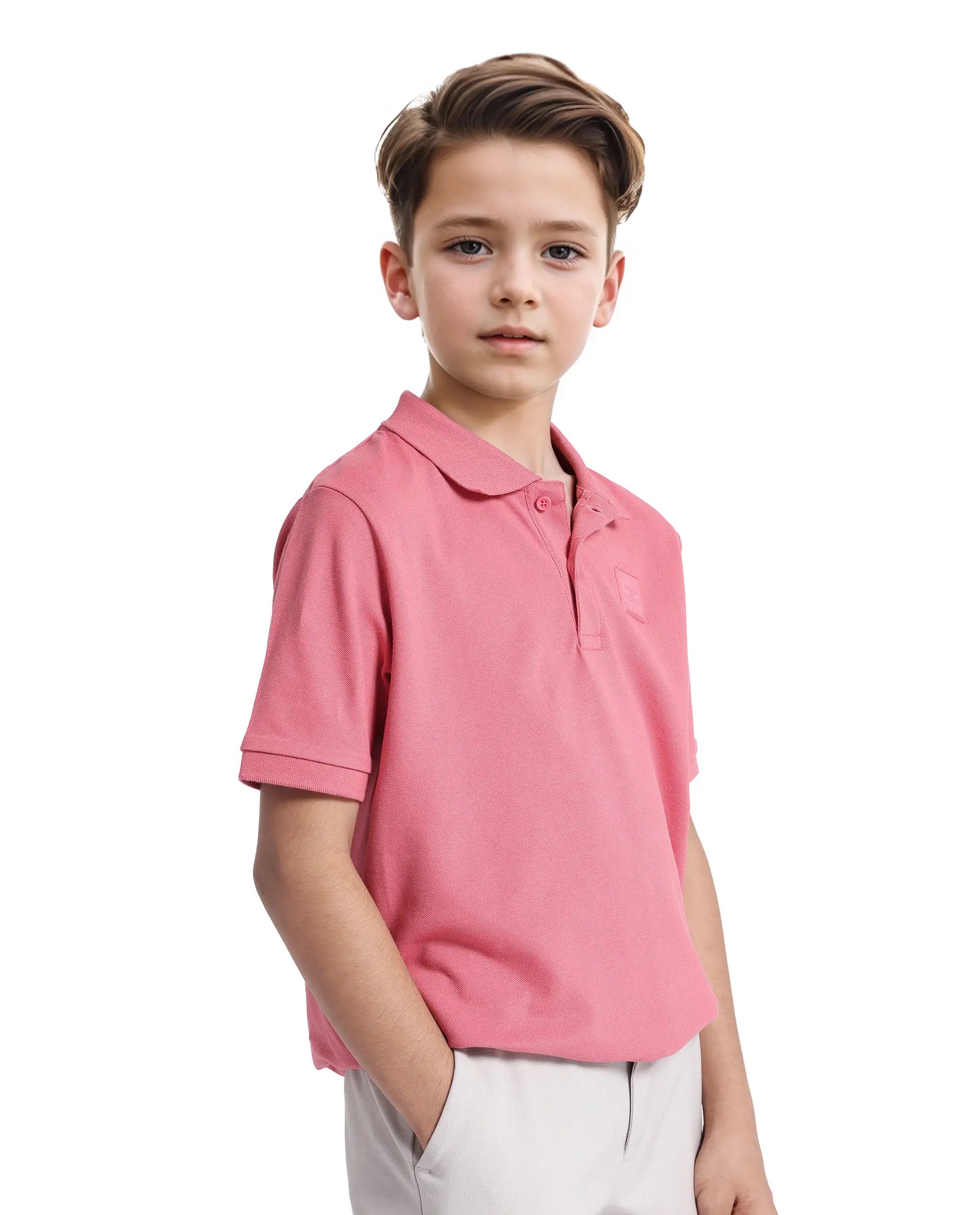Rare Ones Kids Aran Pink Cotton Blend Short Sleeve Polo Neck Applique Polo
