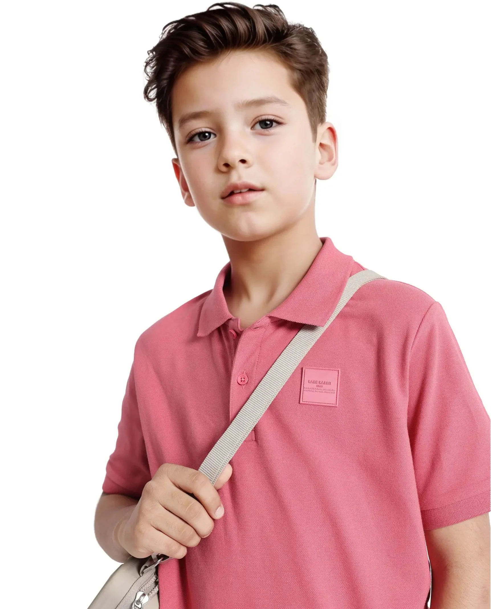 Rare Ones Kids Aran Pink Cotton Blend Short Sleeve Polo Neck Applique Polo