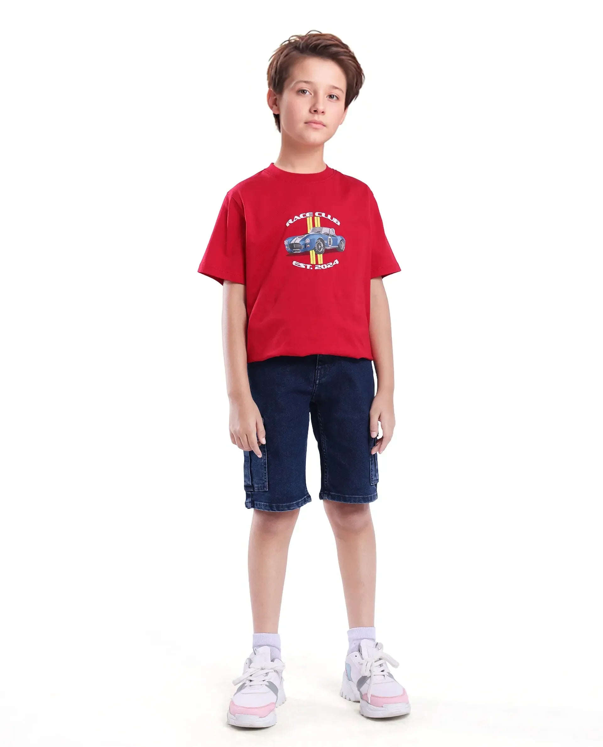 Rare Ones Kids Bhero Dark Blue Cotton Solid Button And Zip Closure Regular Fit Shorts