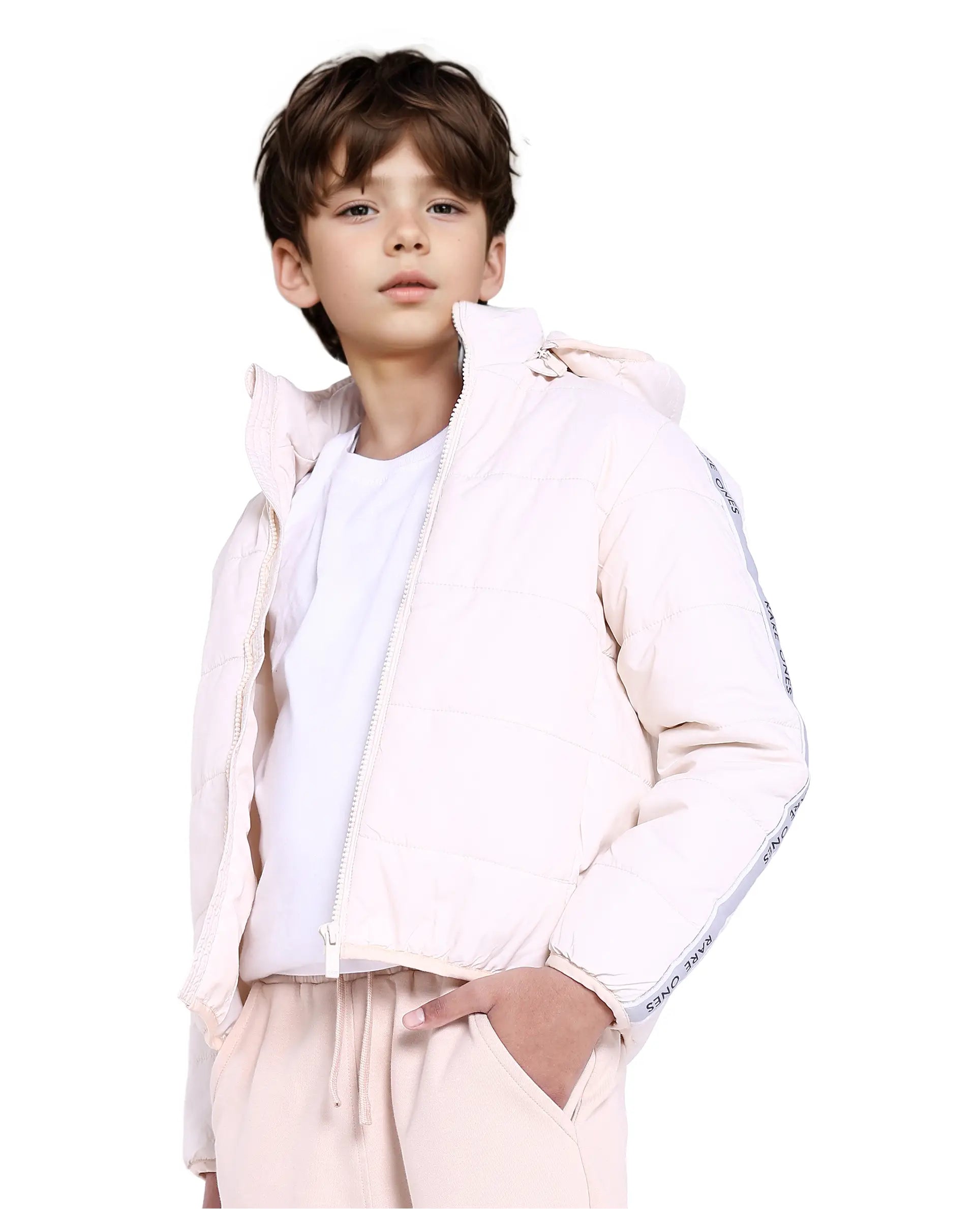 Rare Ones Kids Bolin White Polyester Full Sleeve Solid Jacket