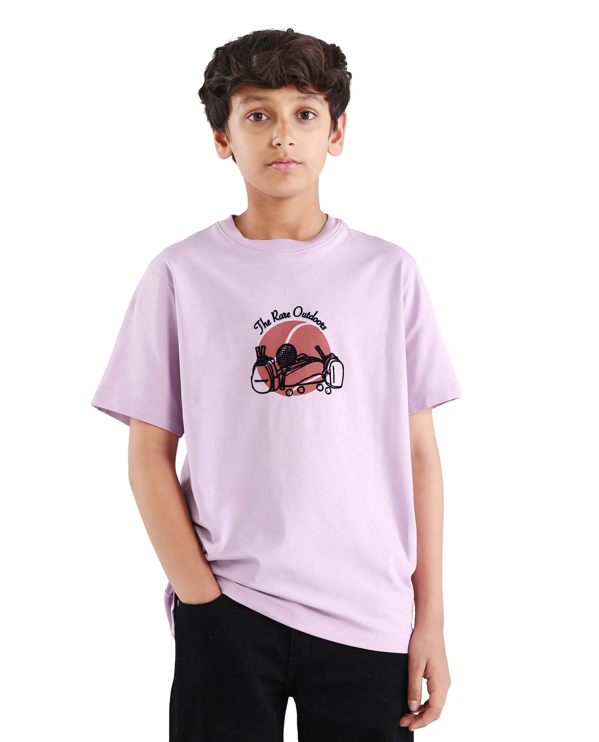 Rare Ones Kids Cassy Light Pink Cotton Blend Pull-On Closure Flock Regular Fit T-Shirt