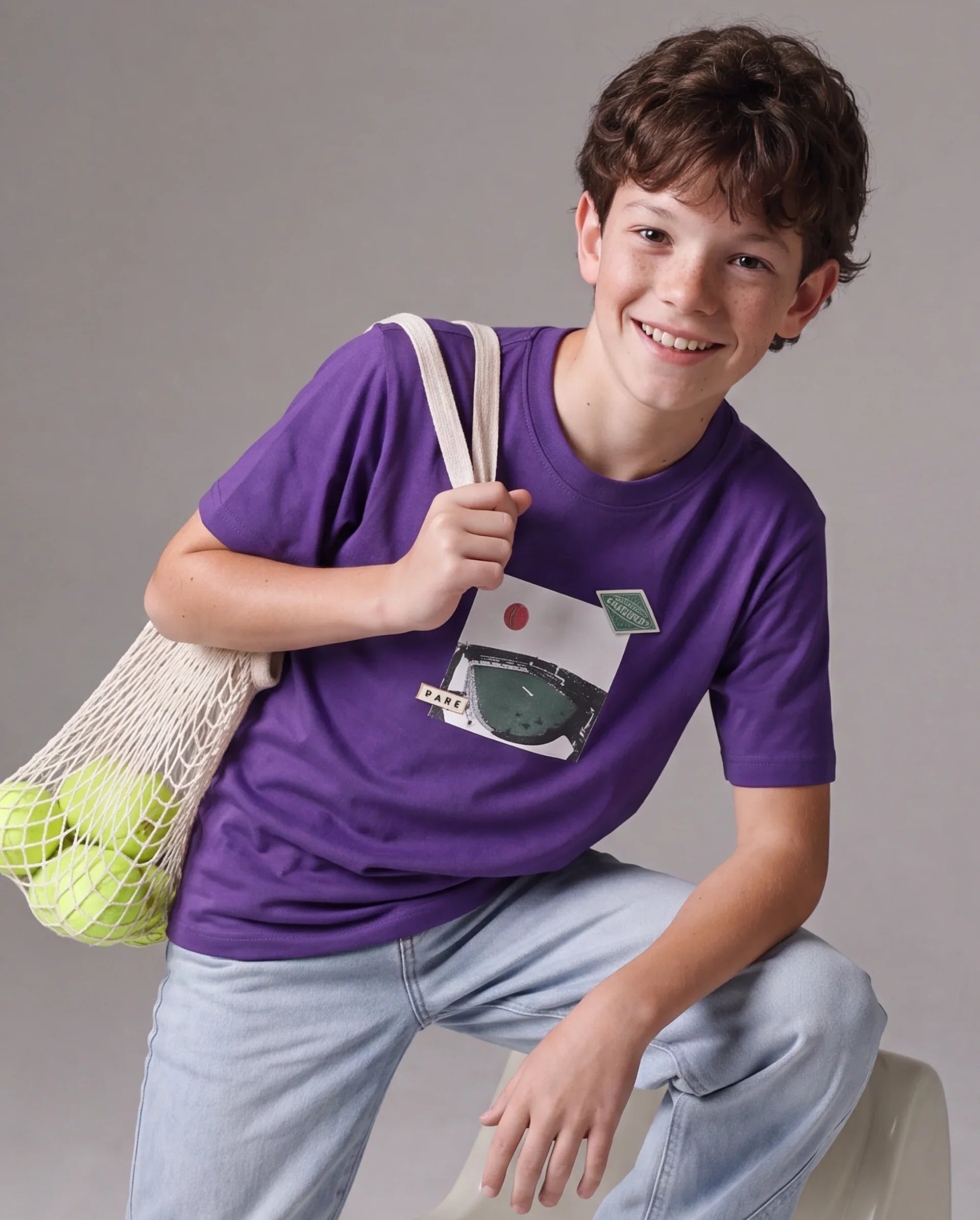 Rare Ones Kids Cric Dark Purple Cotton Blend Fabric Pull-On Closure Regular Fit Graphic Print T-Shirt