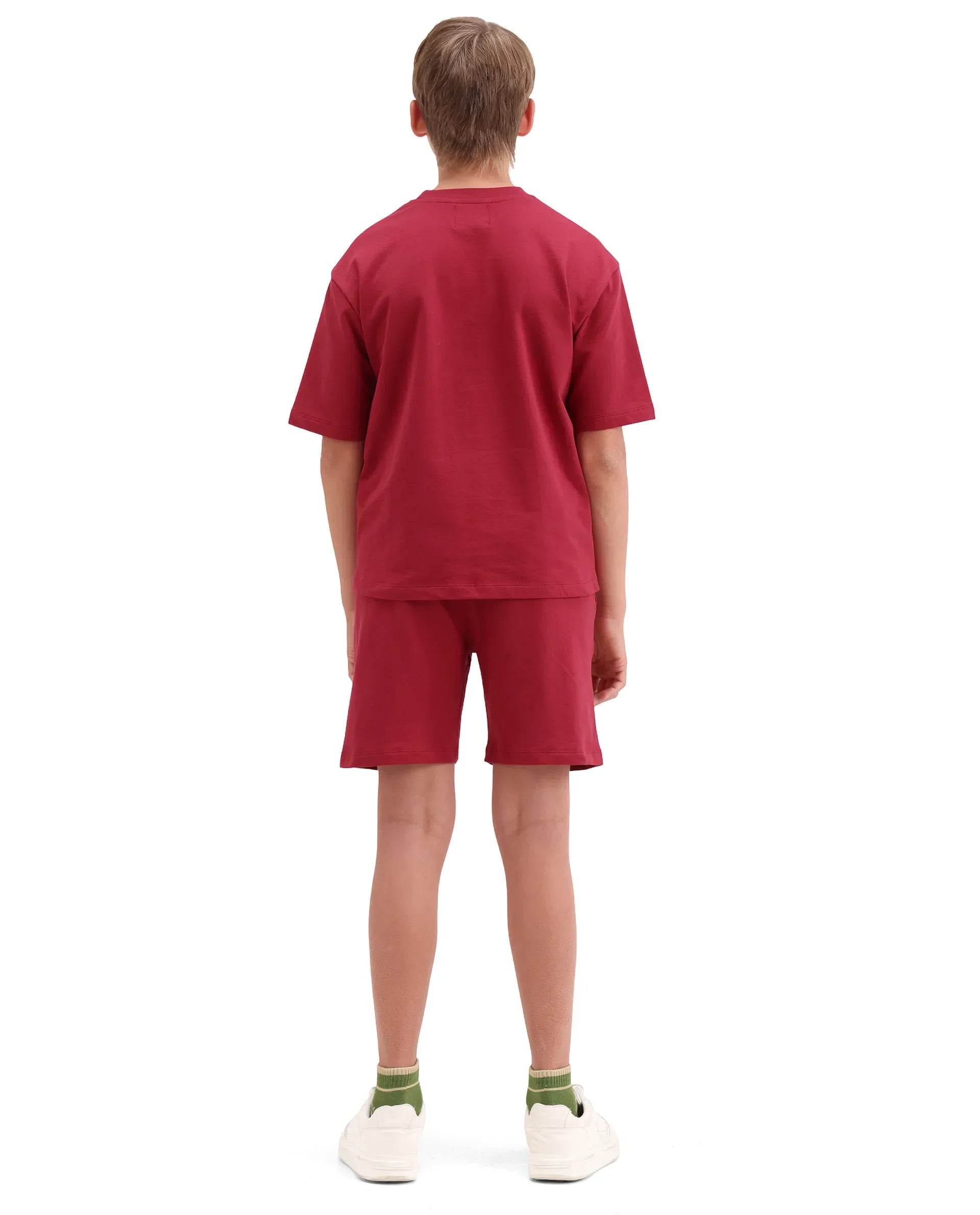 Rare Ones Kids Cubi-B Red Cotton Fabric Drawstring Closure Digital Print Regular Fit Shorts
