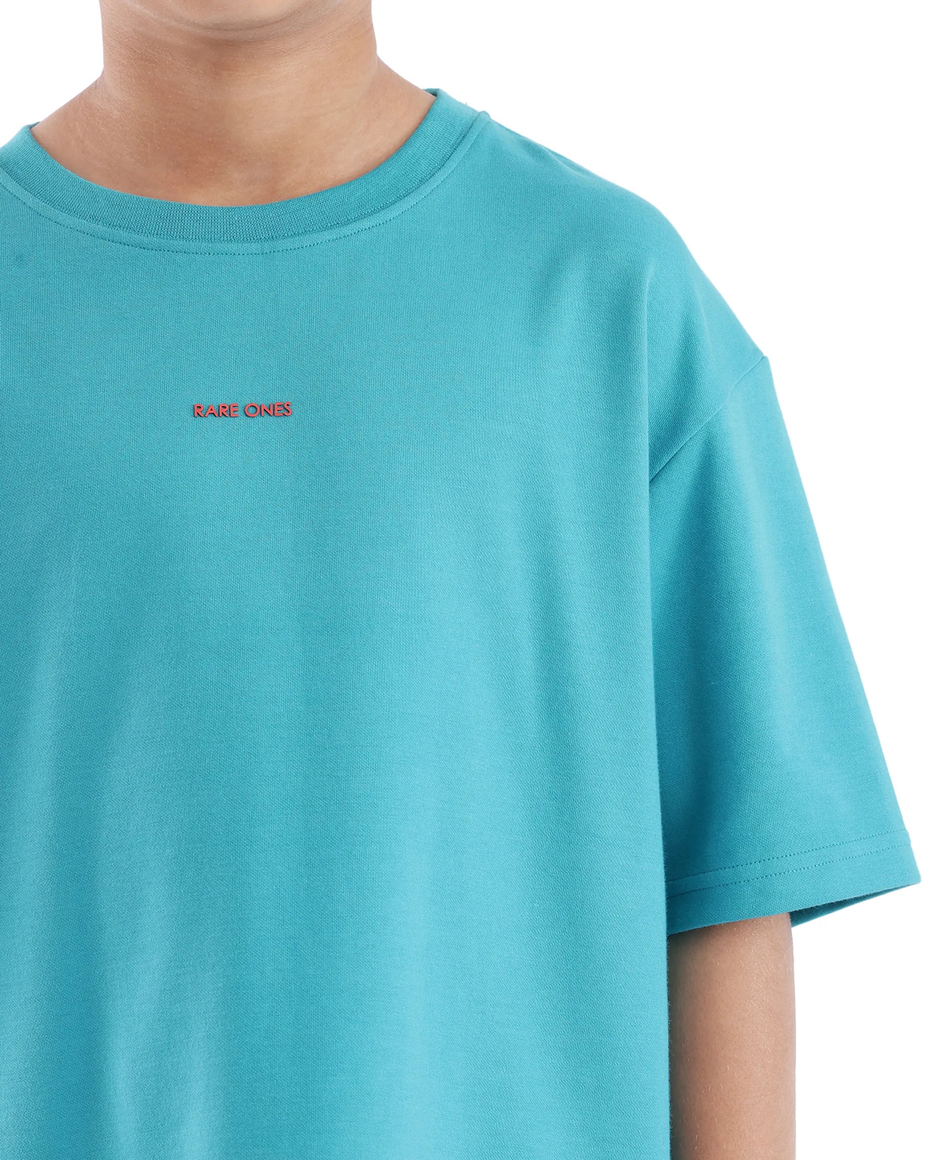 Rare Ones Kids Fleu Turq Cotton Short Sleeve Crew Neck Cmyk Print Boxy T-Shirt