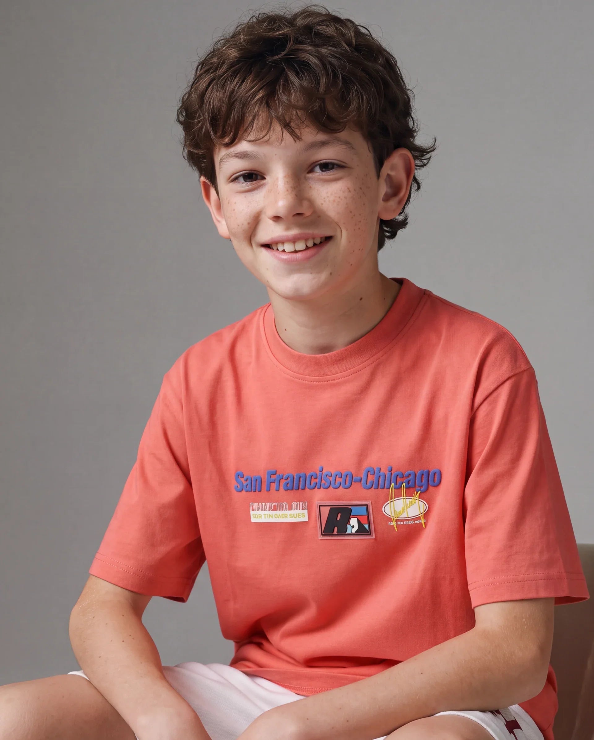 Rare Ones Kids Fran Orange Cotton Blend Fabric Pull-On Closure Regular Fit Graphic Print T-Shirt