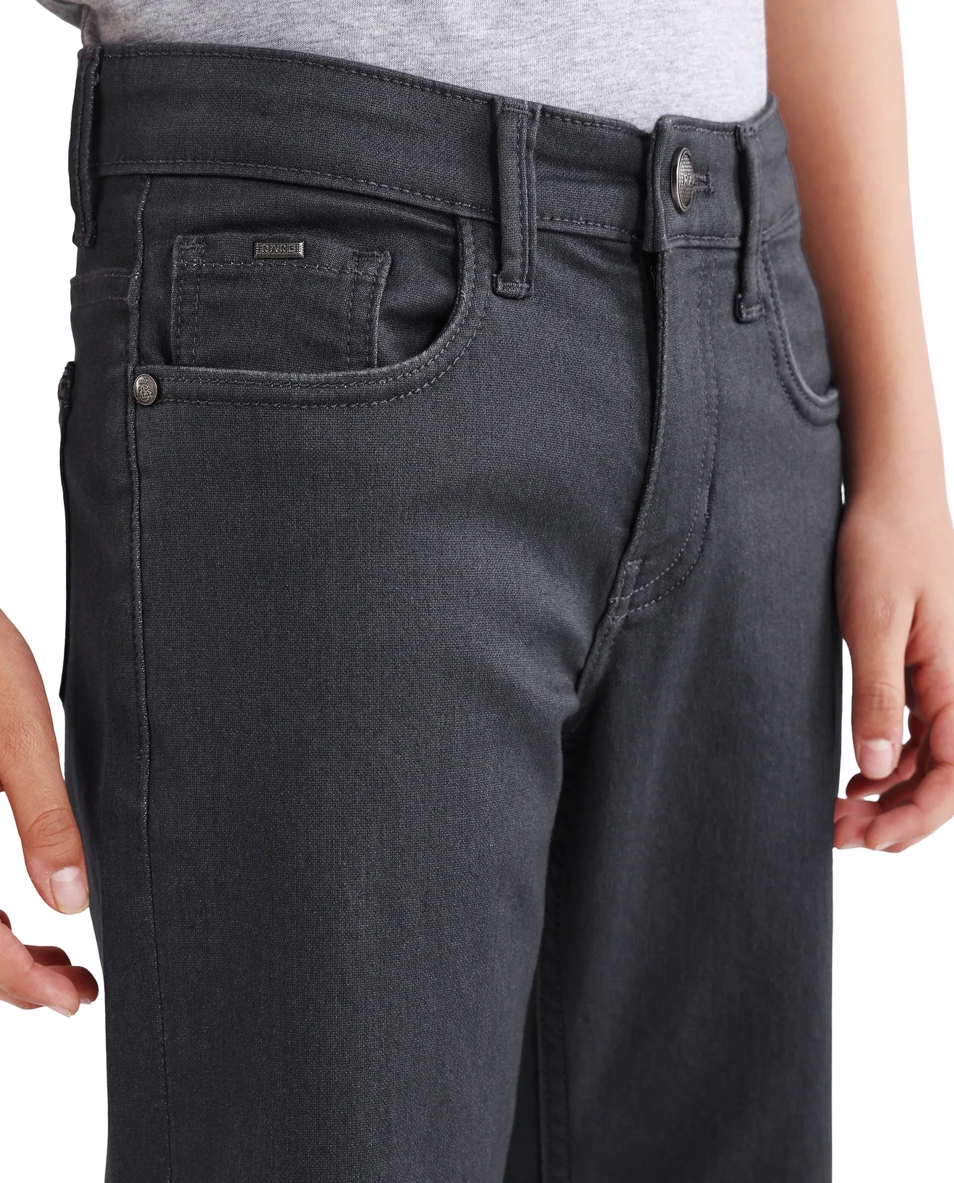 Rare Ones Kids Gavin Grey Cotton Blend Shank Button Closure Regular Fit Jeans