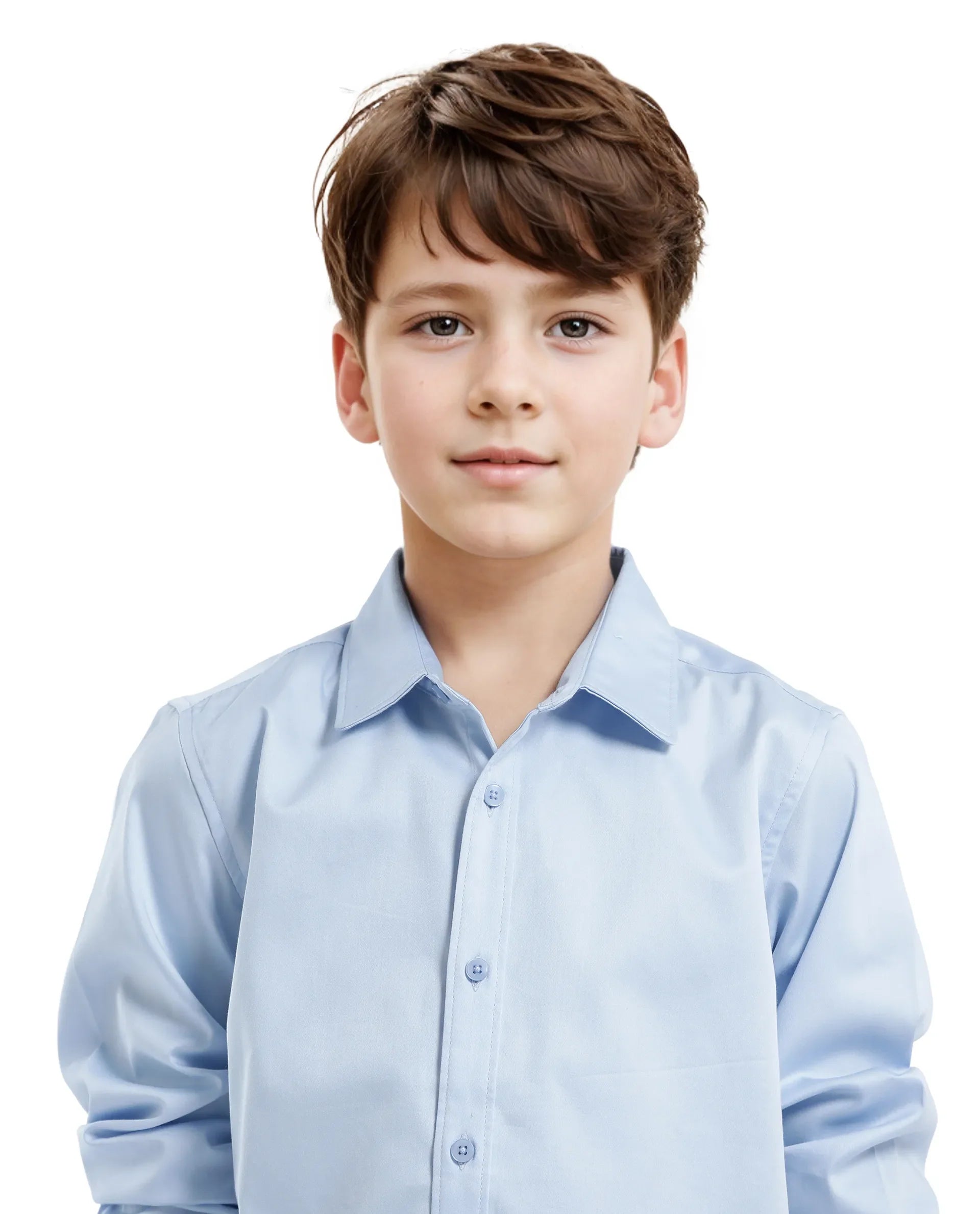 Rare Ones Kids Holo Light Blue Cotton Blend Full Sleeve Button Solid Regular Fit Shirt