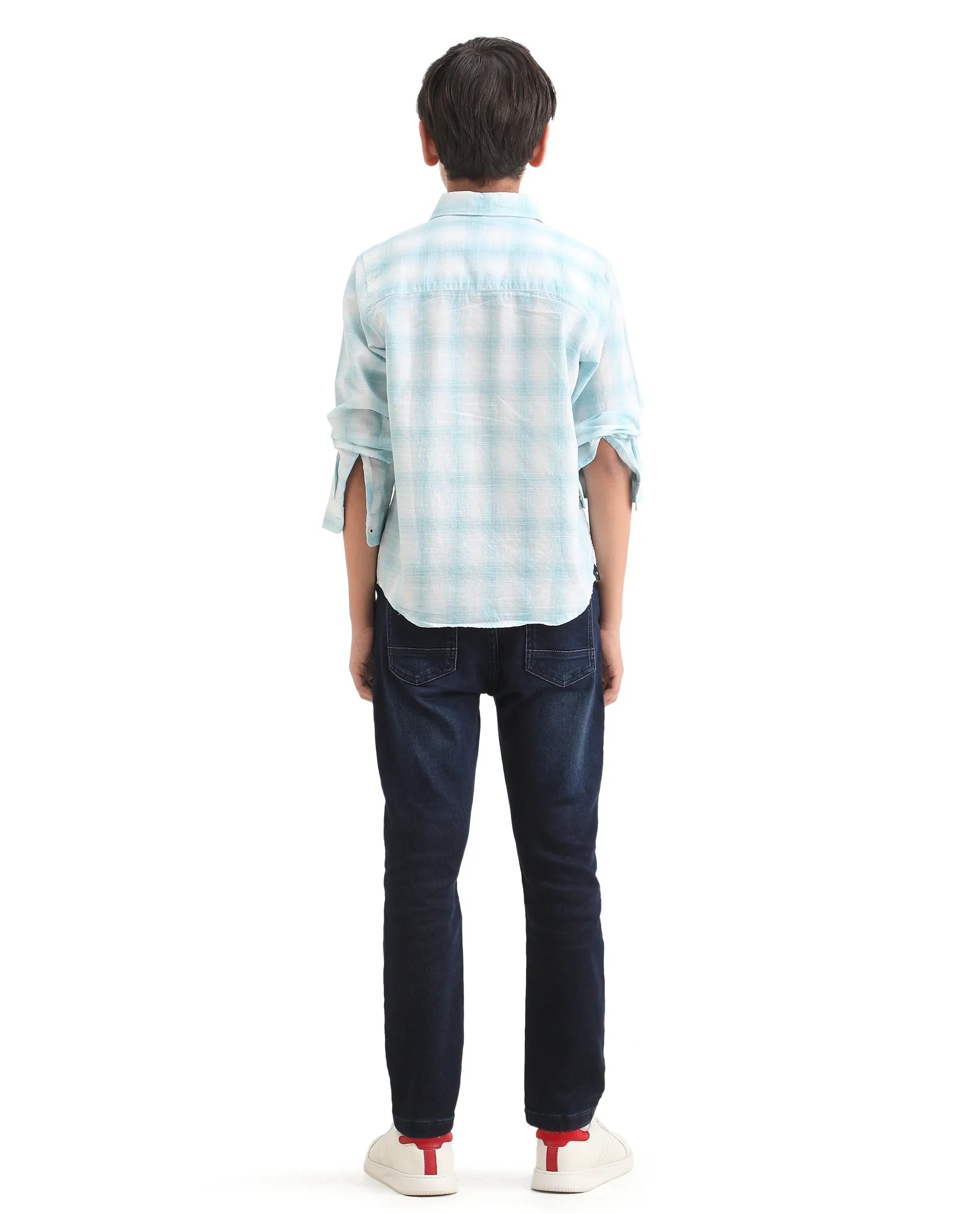 Rare Ones Kids Jace 2 Dark Blue Cotton Solid Button And Zip Closure Slim Fit Jeans