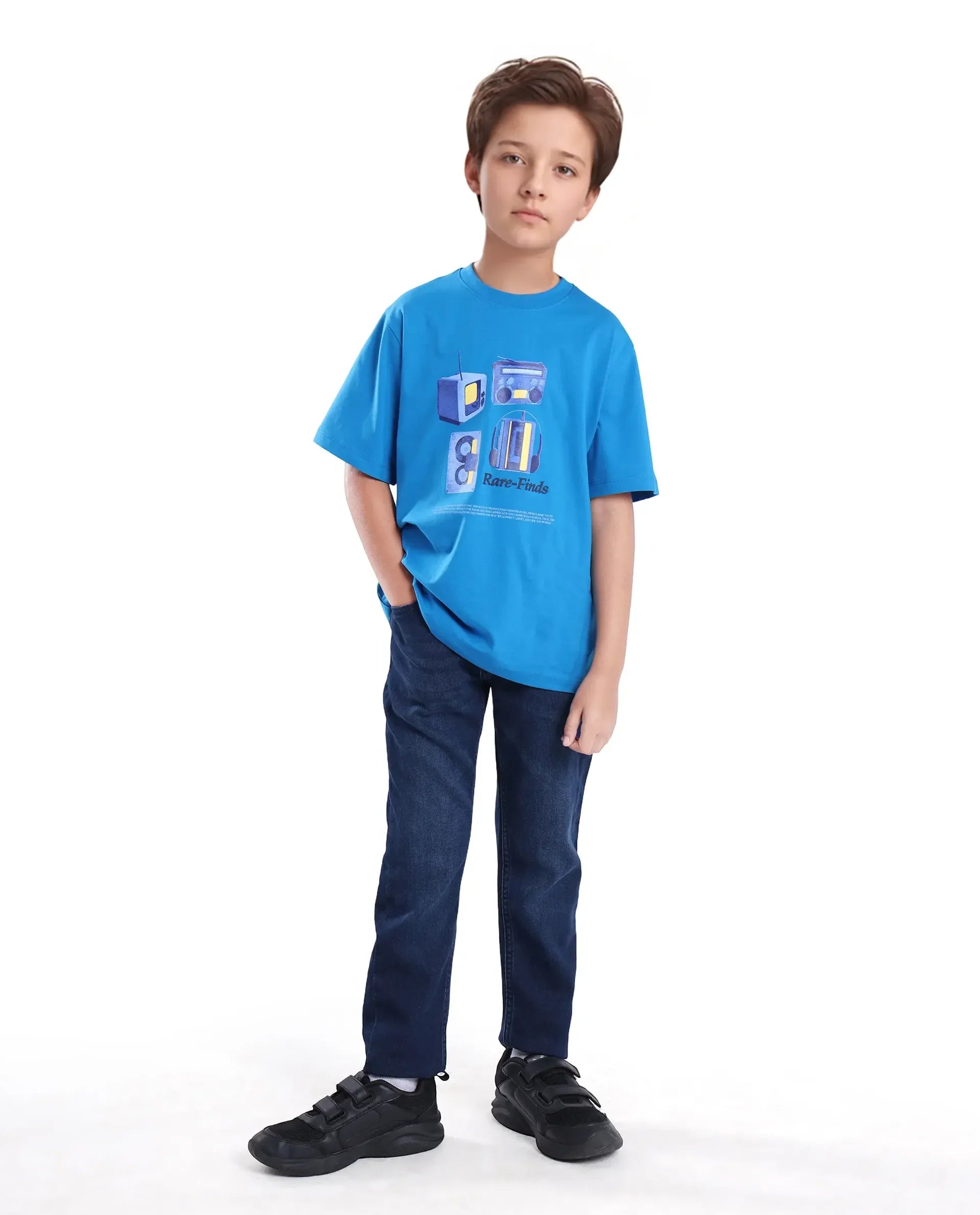 Rare Ones Kids Jace 2 Light Blue Cotton Solid Button And Zip Closure Slim Fit Jeans