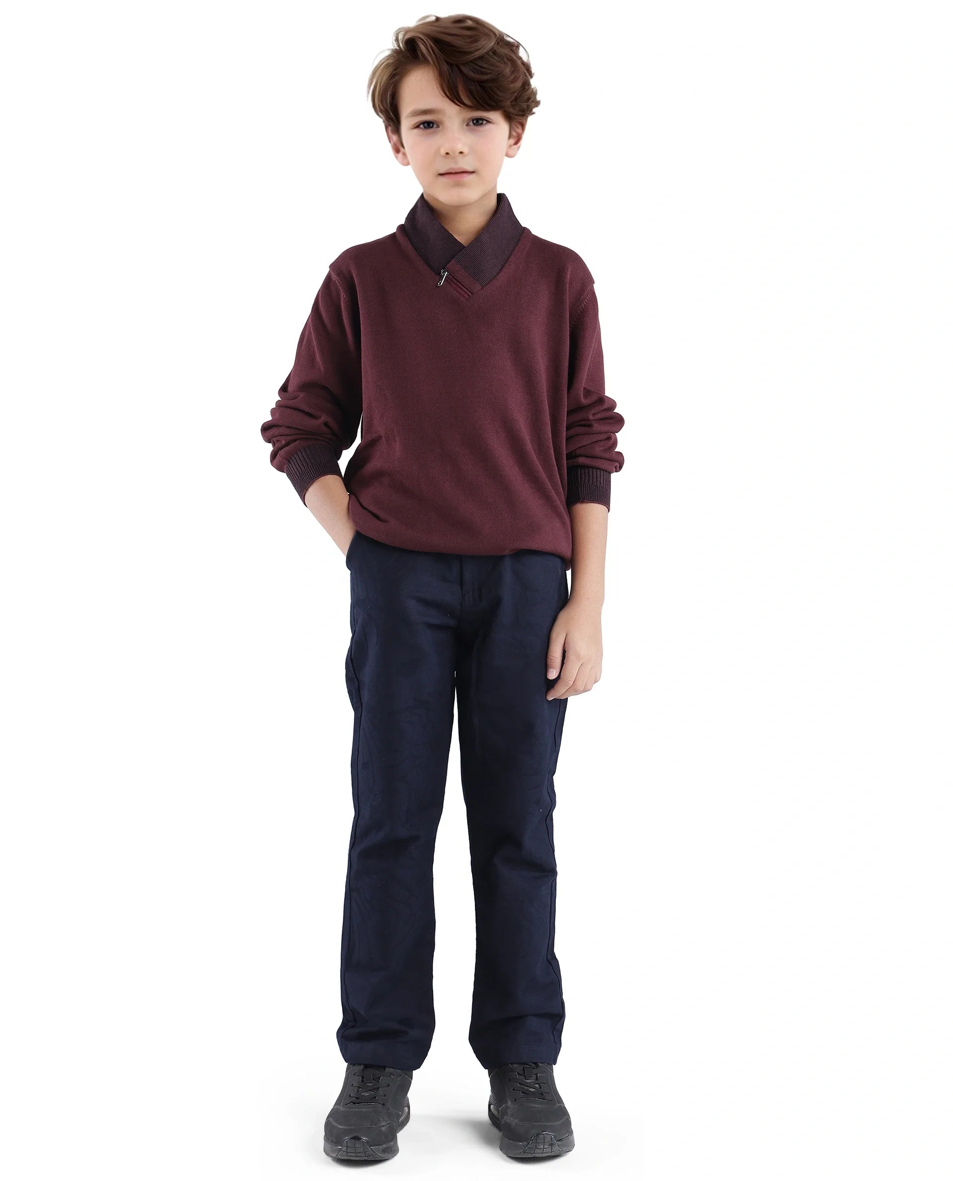 Rare Ones Kids Jack Navy Cotton Solid Trouser