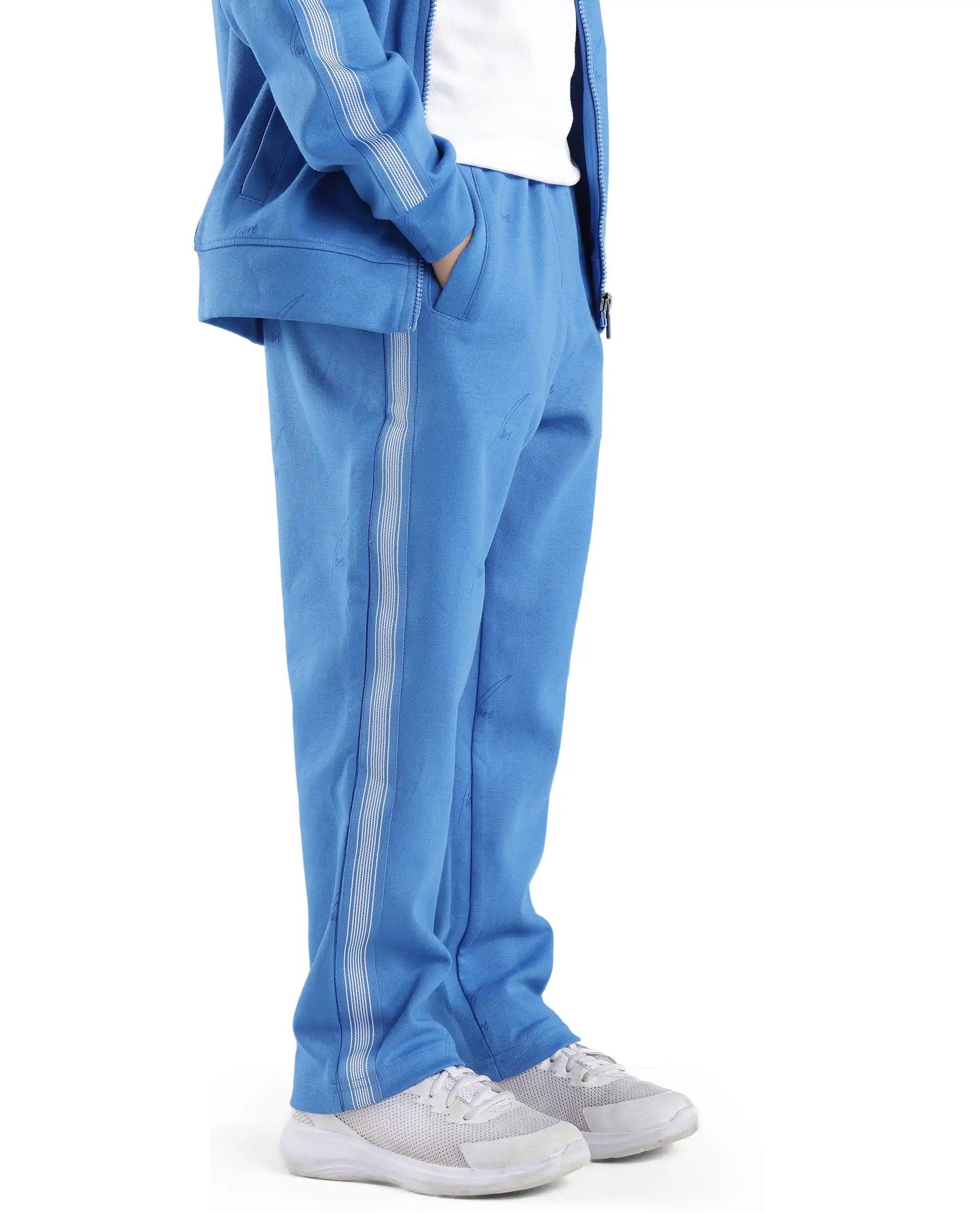 Rare Ones Kids Jeck Blue Cotton Poly Jelly Print Trackpant