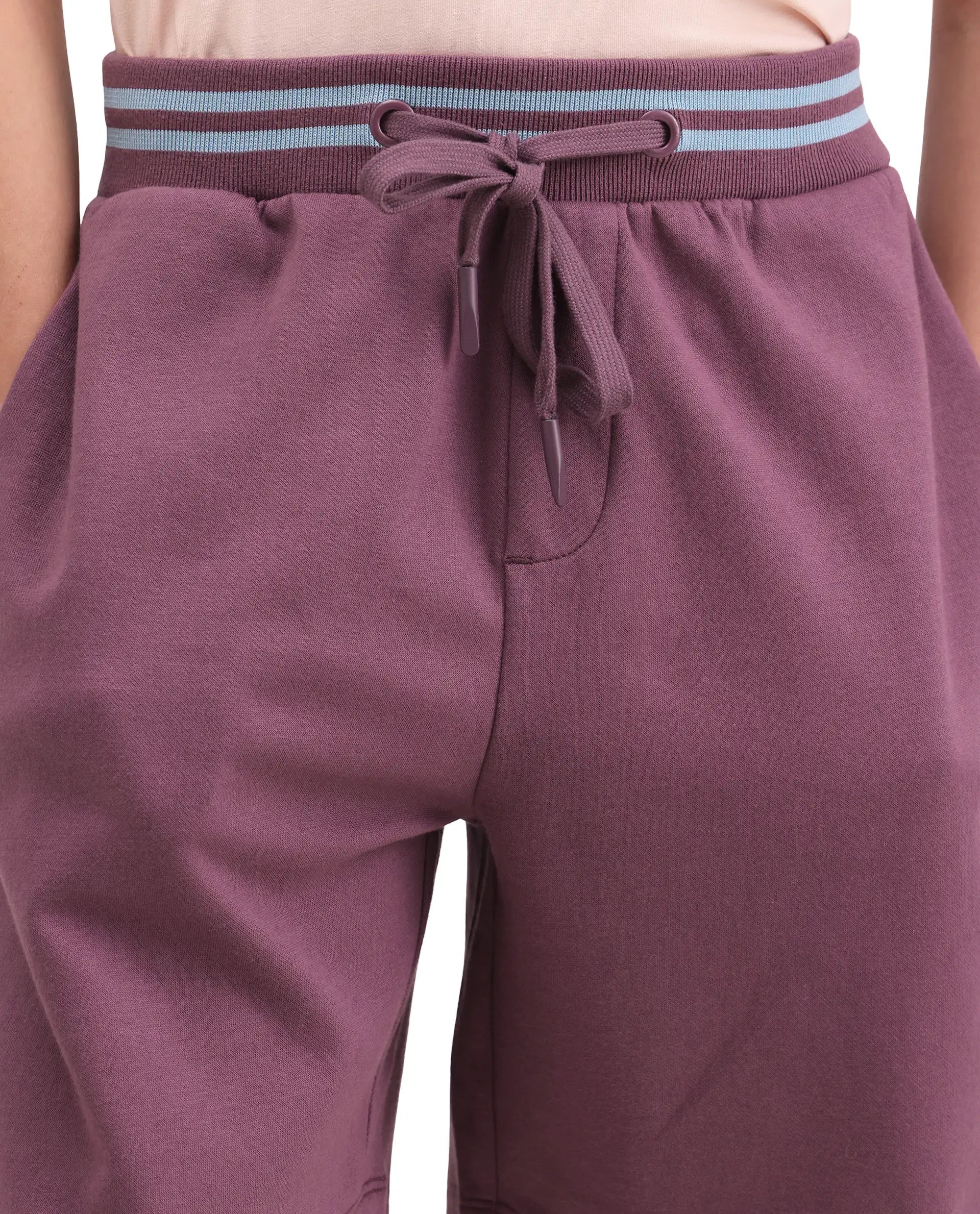 Rare Ones Kids Jonty-B Dark Purple Cotton Blend Fabric Drawstring Closure Regular Fit Shorts