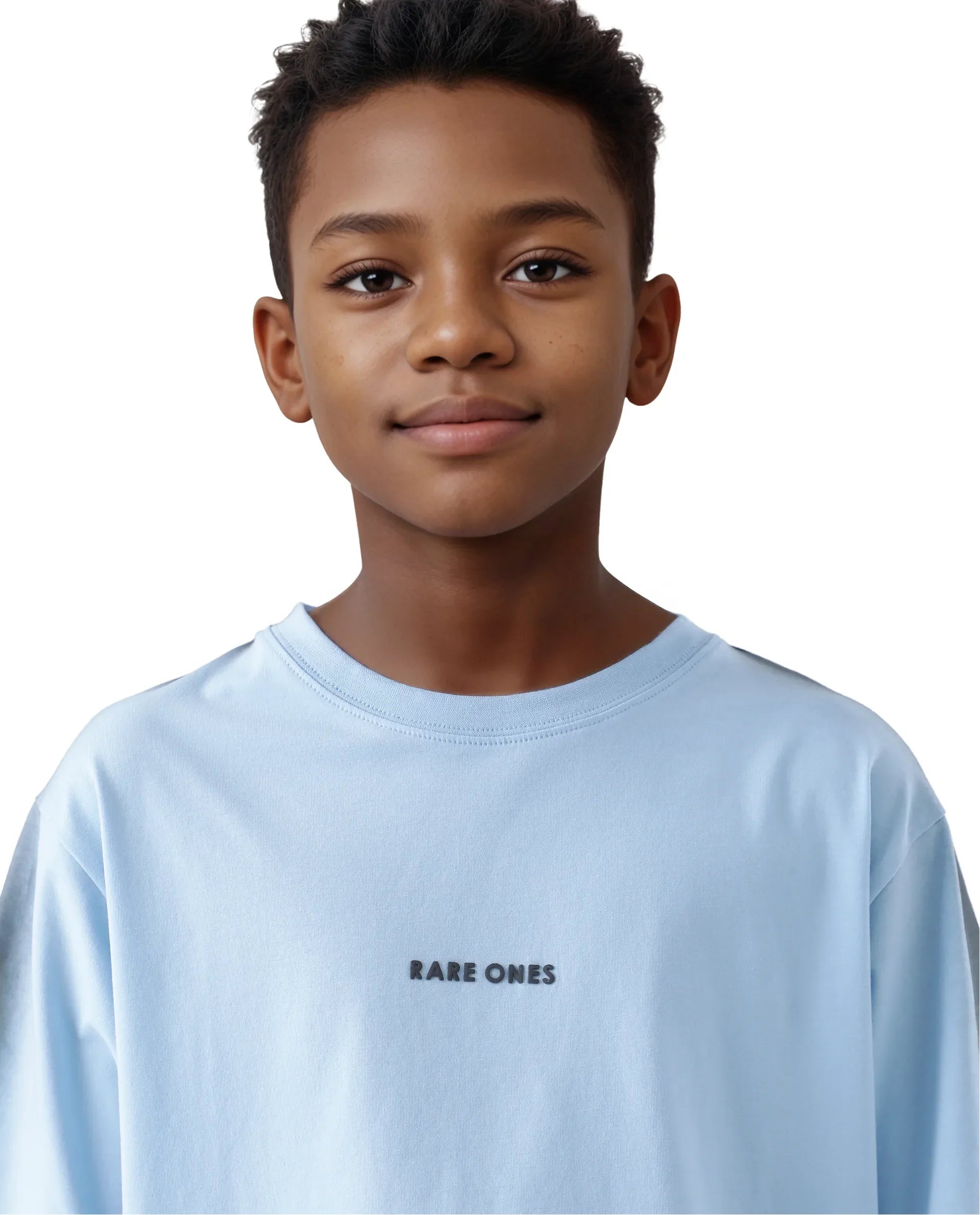 Rare Ones Kids Kruv-K Blue Cotton Short Sleeve Crew Neck Printed Boxy T-Shirt