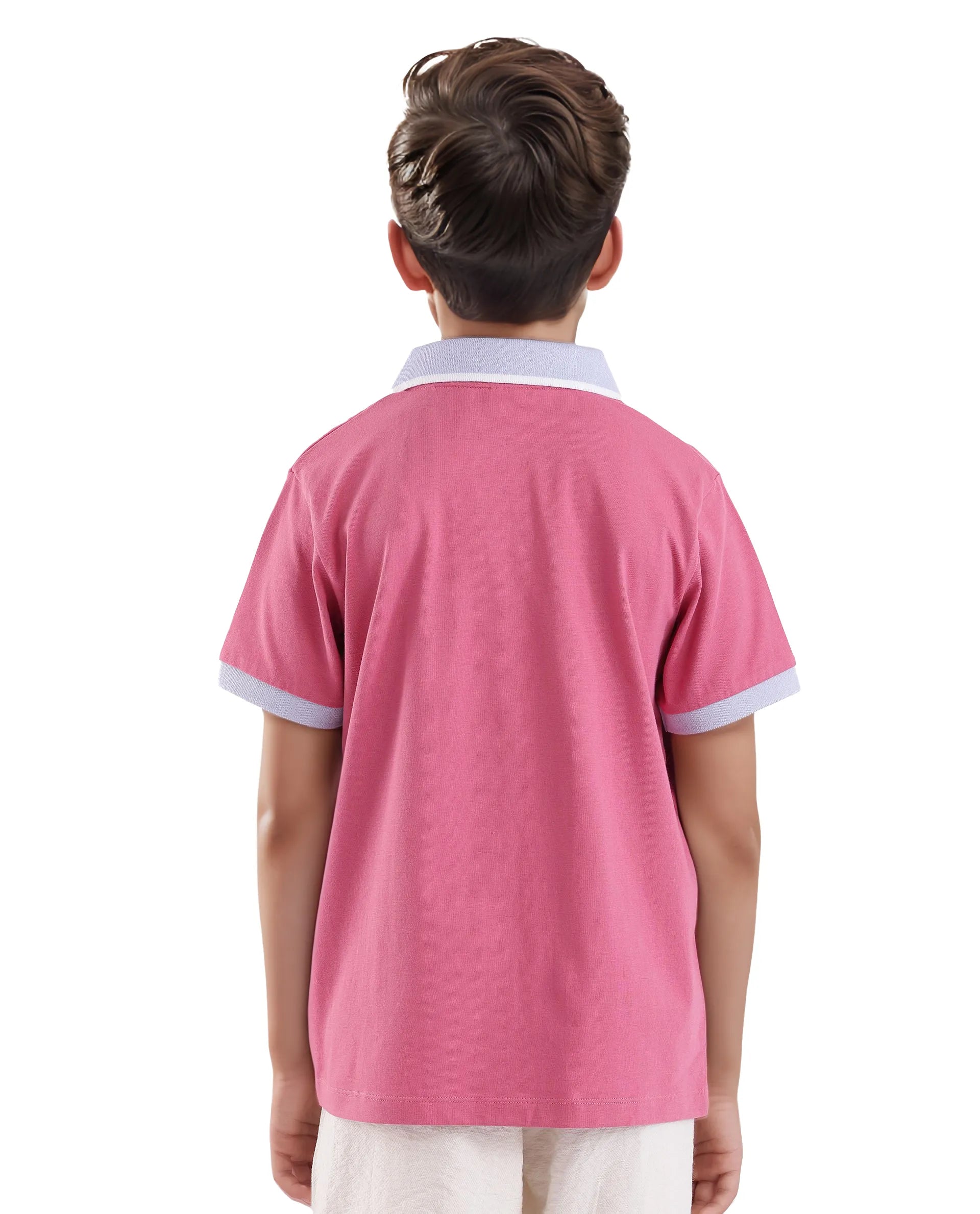 Rare Ones Kids Larn Flouroscent Pink Cotton Short Sleeve Hd Print Polo