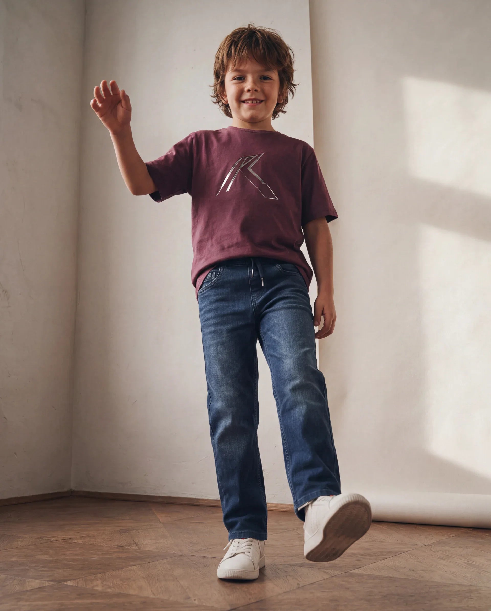 Rare Ones Kids Lifo Dark Blue Cotton Blend Fabric Drawstring Closure Regular Fit Plain Jeans
