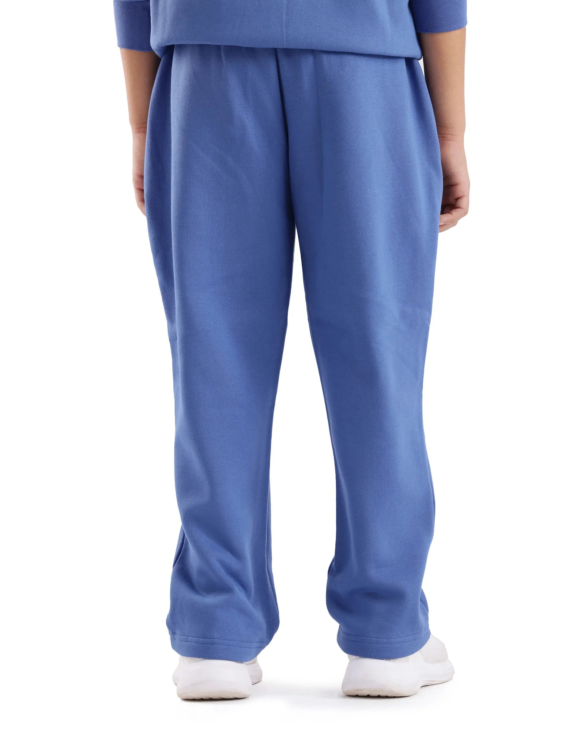 Rare Ones Kids Lint Blue Cotton Solid Drawstring Closure Regular Fit Trackpant
