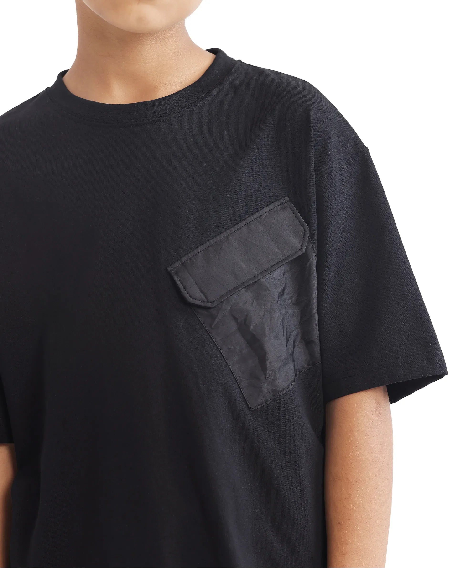 Rare Ones Kids Portz Black Cotton Fabric Graphic Back Print Boxy T-Shirt