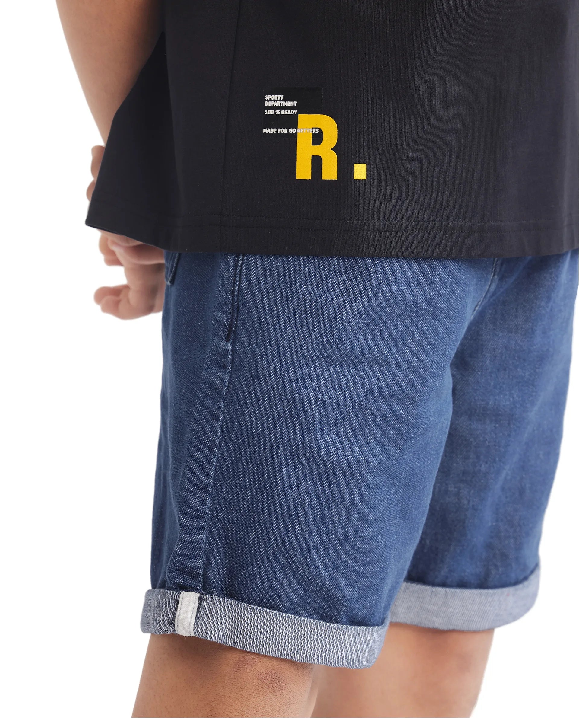 Rare Ones Kids Portz Black Cotton Fabric Graphic Back Print Boxy T-Shirt