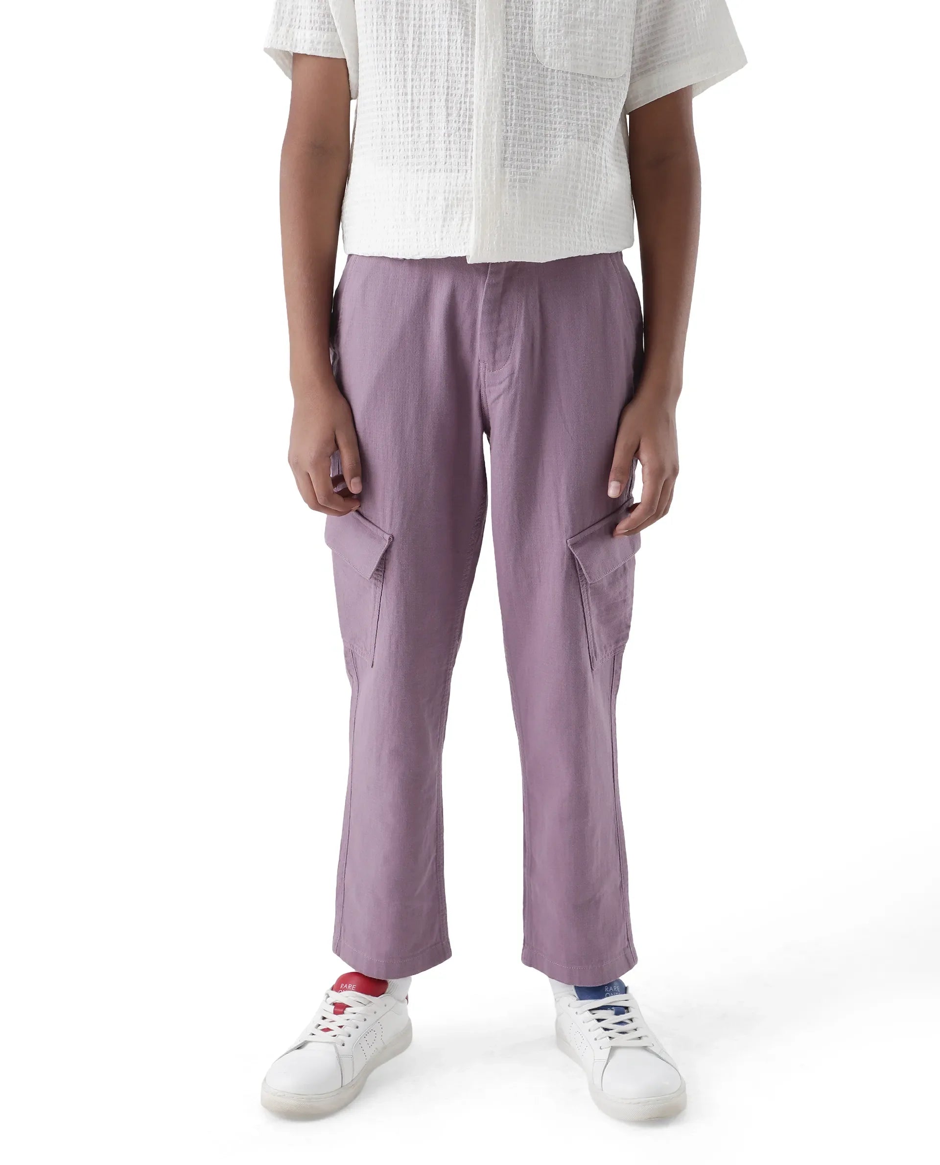 Rare Ones Kids Presso-K Dusky Pink Cotton Button & Zip Closure Regular Fit Casual Trouser