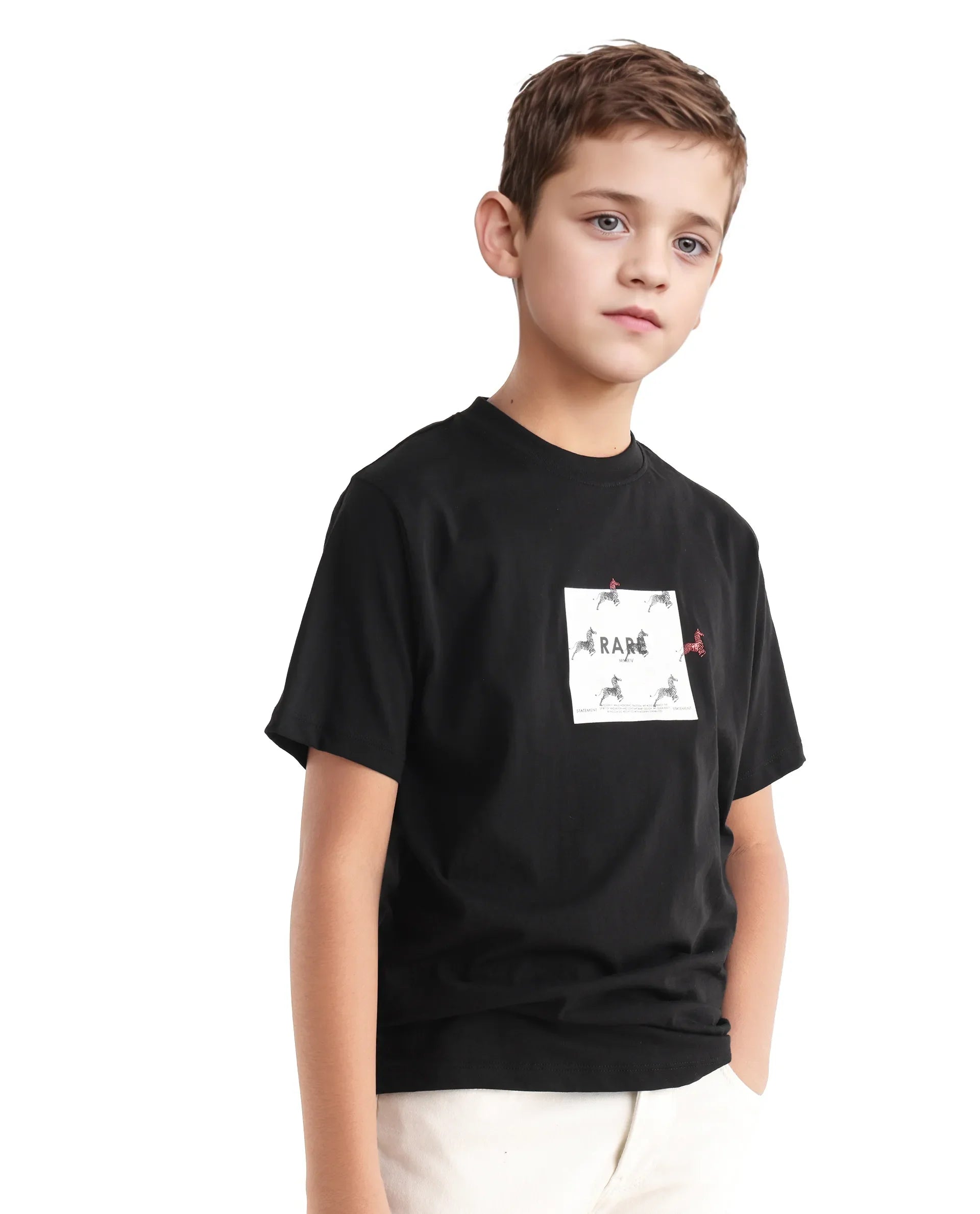Rare Ones Kids Raze-K Black Cotton Jelly Print Regular Fit T-Shirt