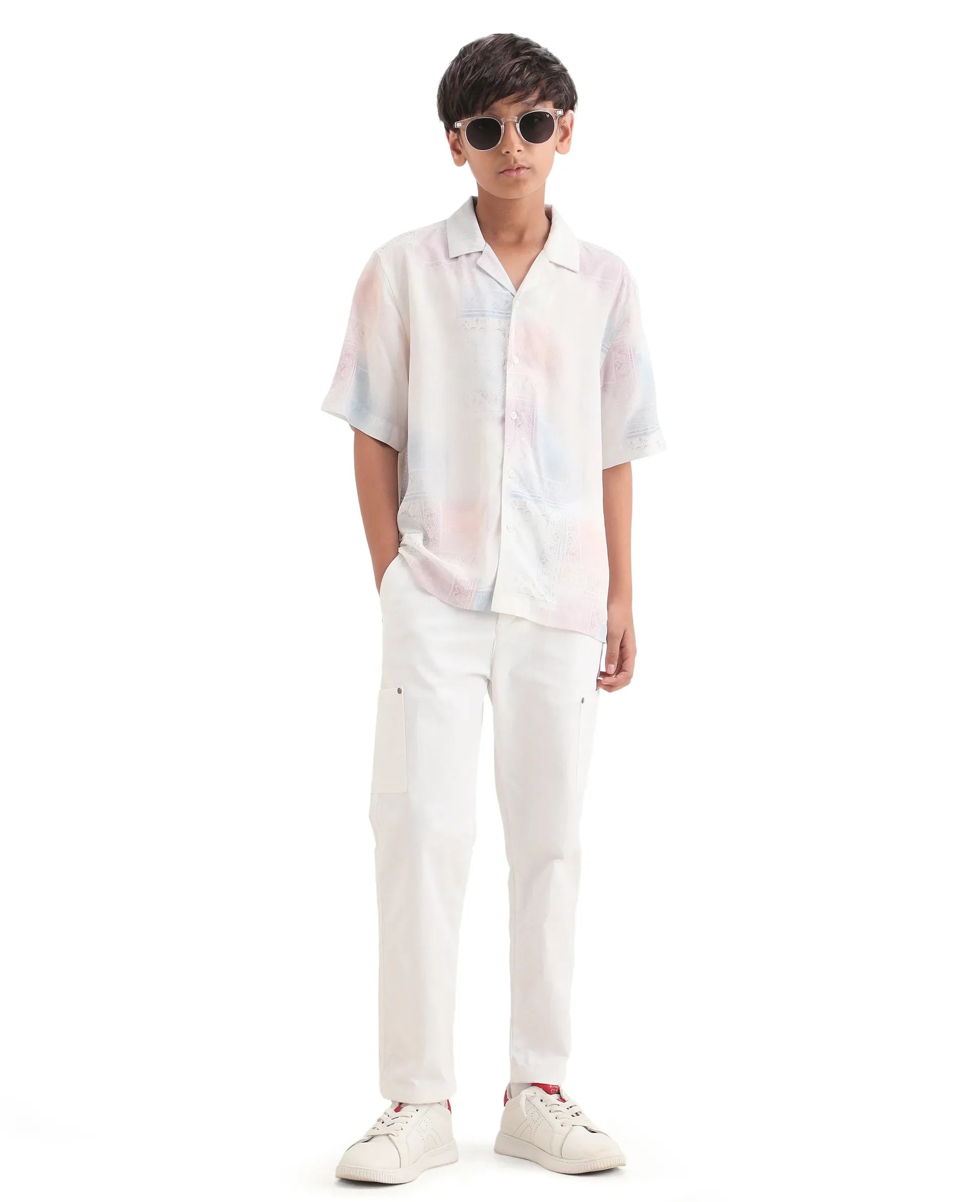 Rare Ones Kids Adrin-S Off White Viscose Button Closure Boxy Fit Shirt