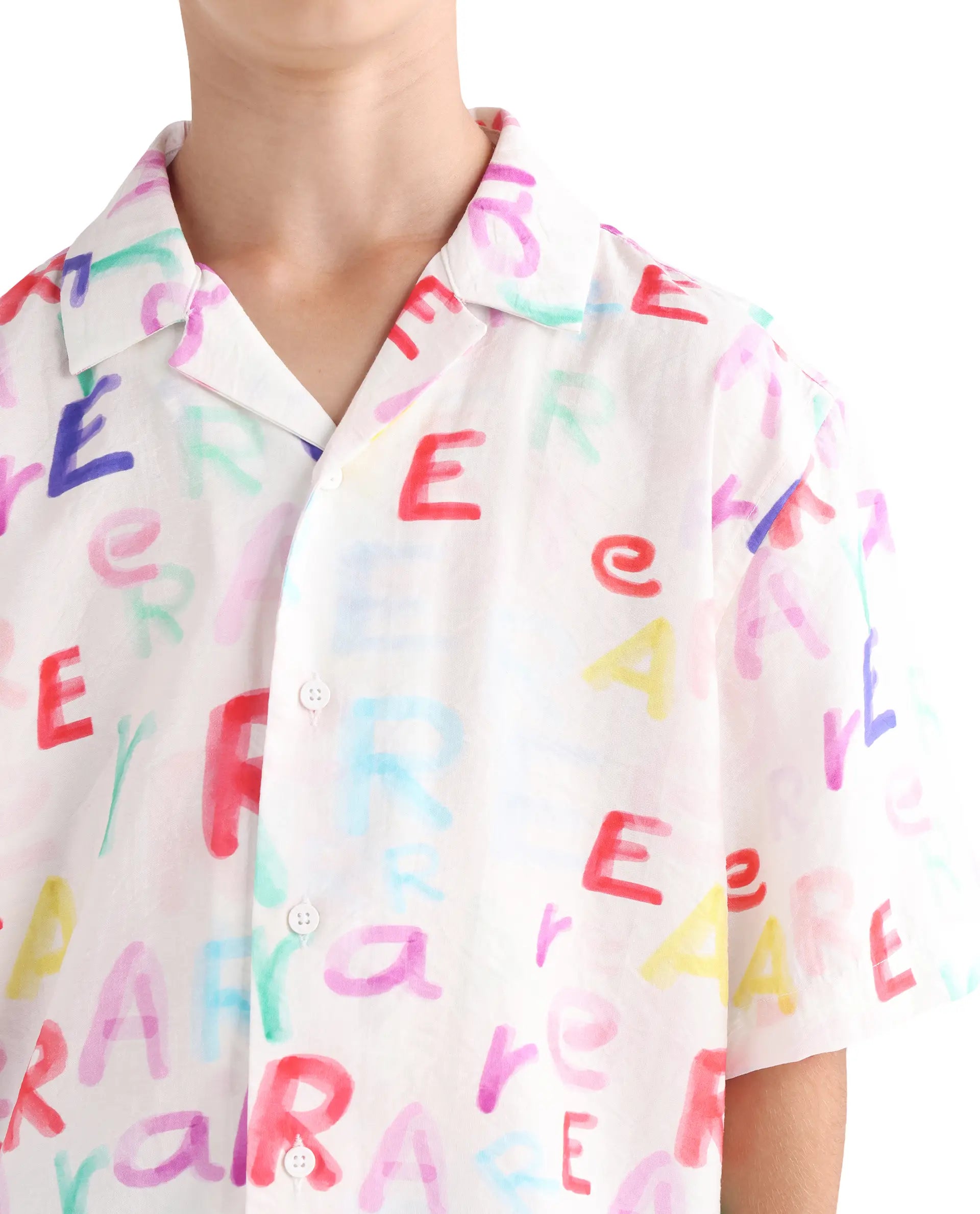 Rare Ones Kids Cron-S Multi Viscose Blend Button Closure All Over Print Boxy Fit Shirt