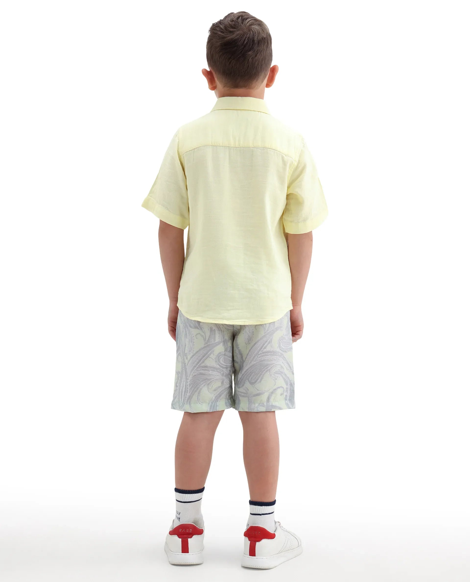 Rare Ones Kids Pasel-B Fluorescent Green Viscose Blend Button Closure Regular Fit Shorts