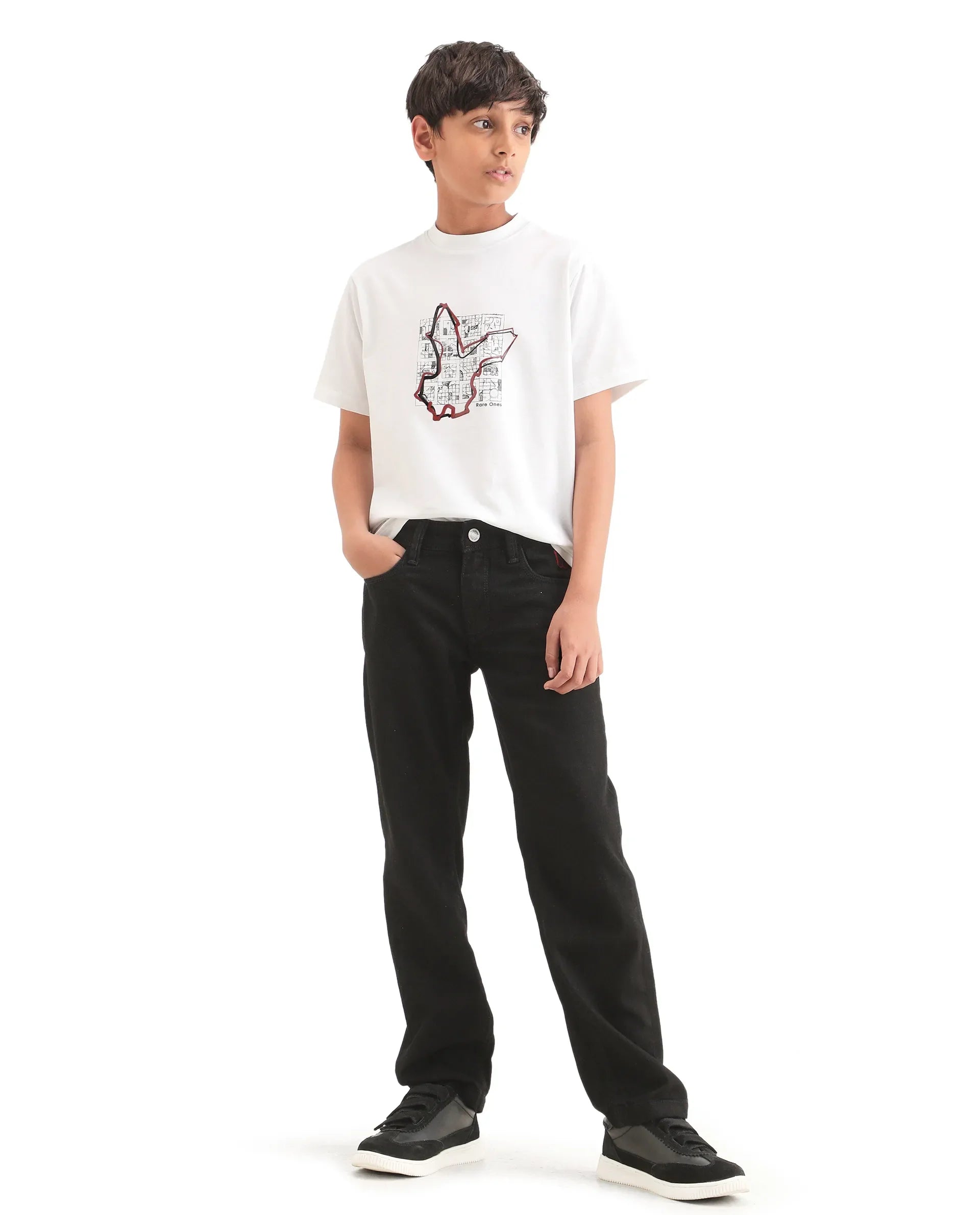 Rare Ones Kids Larry-K White Cotton Blend Fabric Pull-On Closure Regular Fit T-Shirt