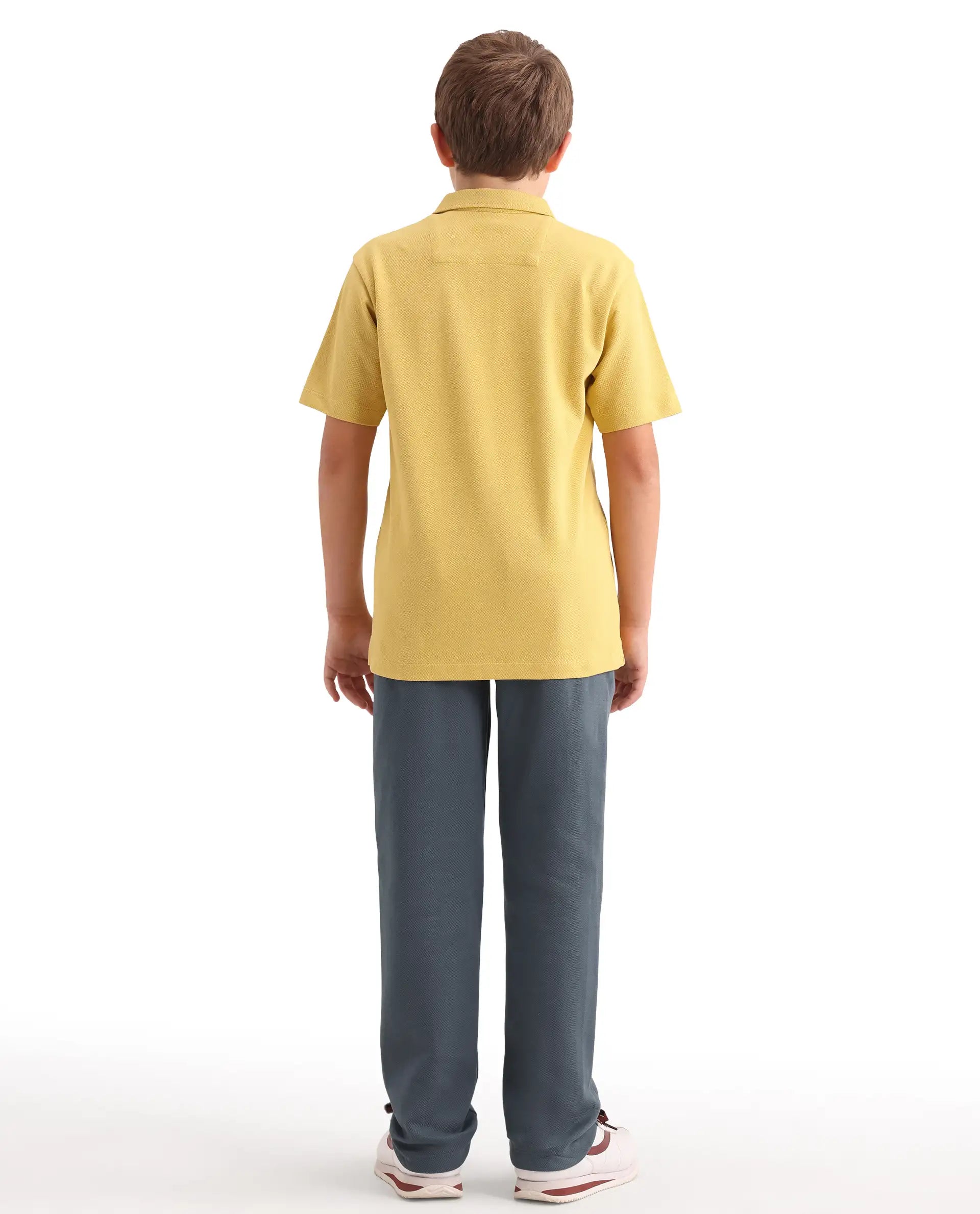 Rare Ones Kids Aura Dusky Blue Cotton Fabric Button And Zipper Closure Straight Fit Trouser