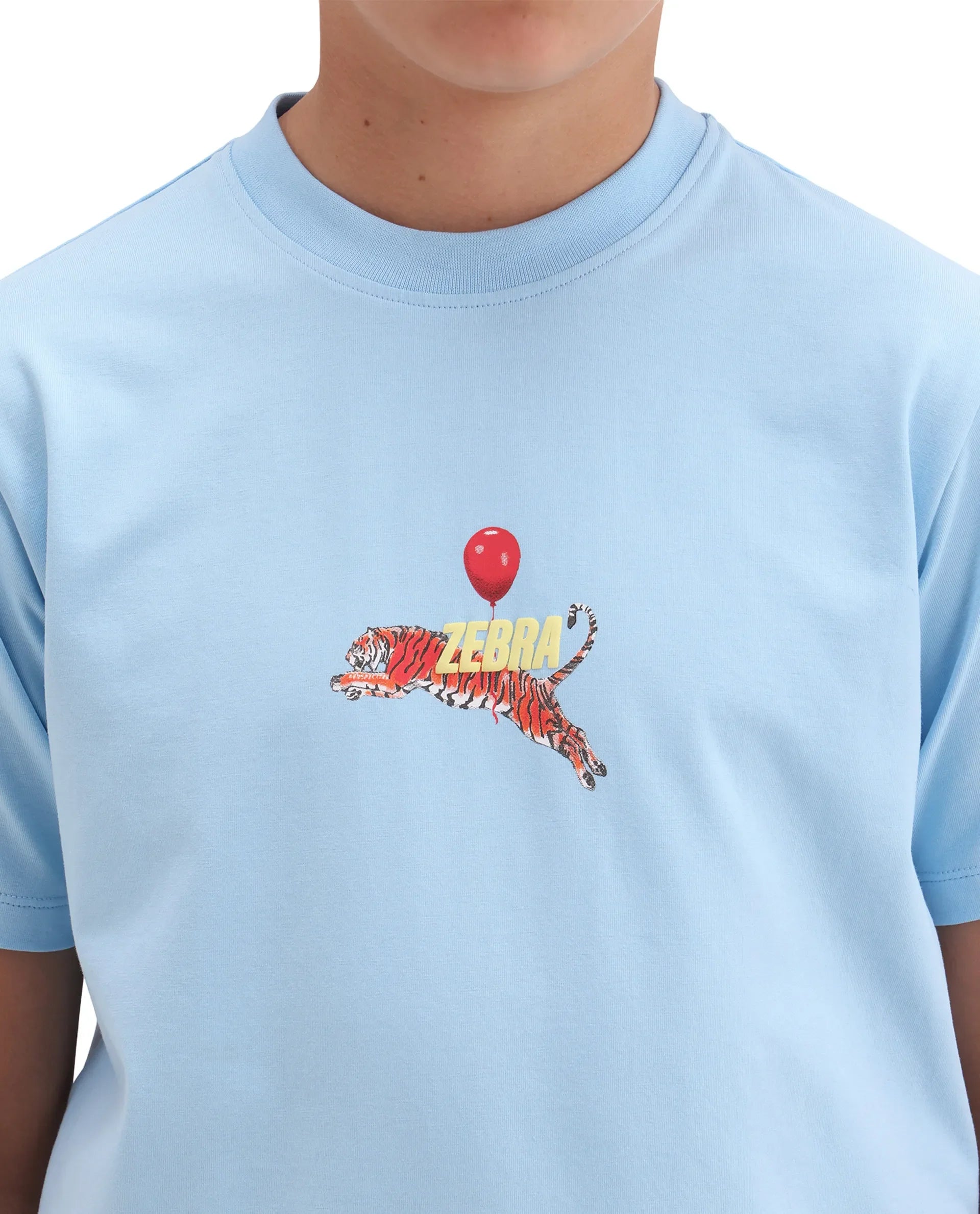 Rare Ones Kids Simp Light Blue Cotton Blend Fabric Pull-On Closure Regular Fit T-Shirt