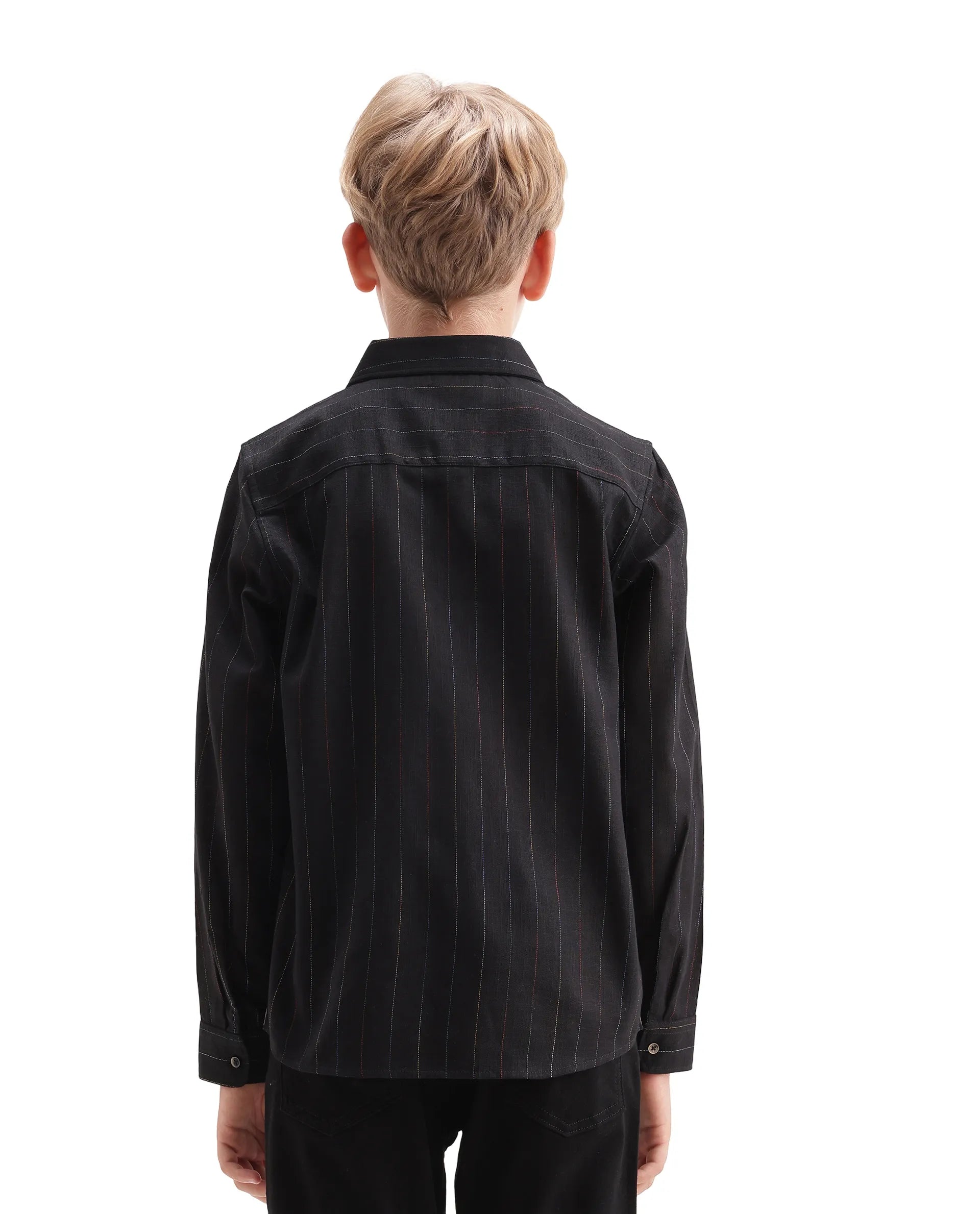 Rare Ones Kids Volc Black Cotton Blend Button Closure Regular Fit Shirt