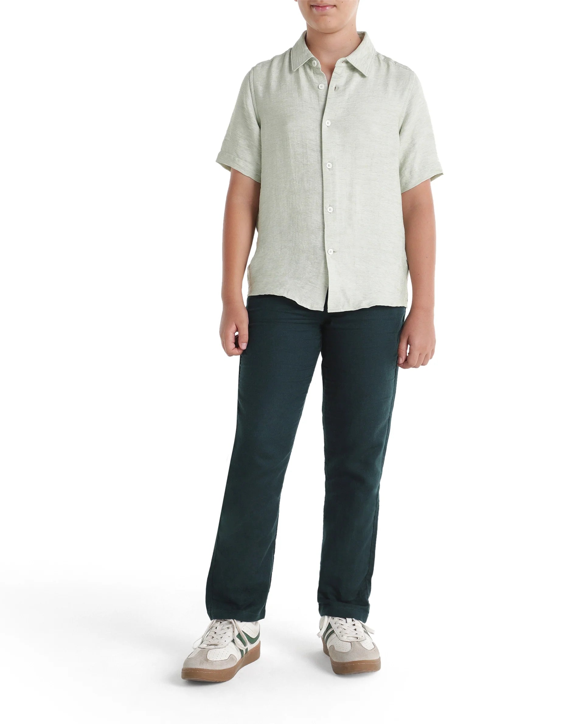 Rare Ones Kids Pastor-K-Aw26 Dark Teal Cotton Fabric Drawstring Closure Regular Fit Trouser