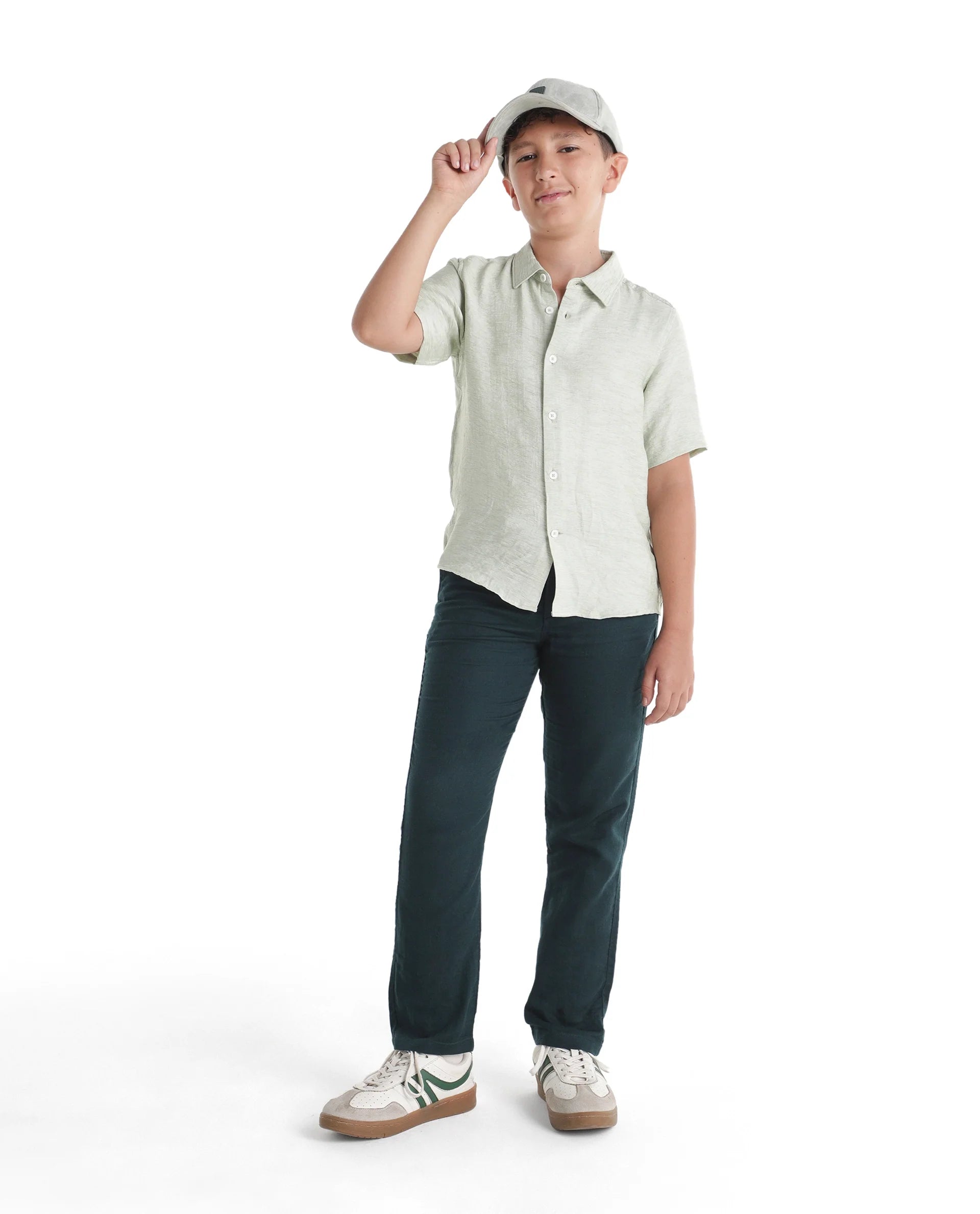 Rare Ones Kids Pastor-K-Aw26 Dark Teal Cotton Fabric Drawstring Closure Regular Fit Trouser