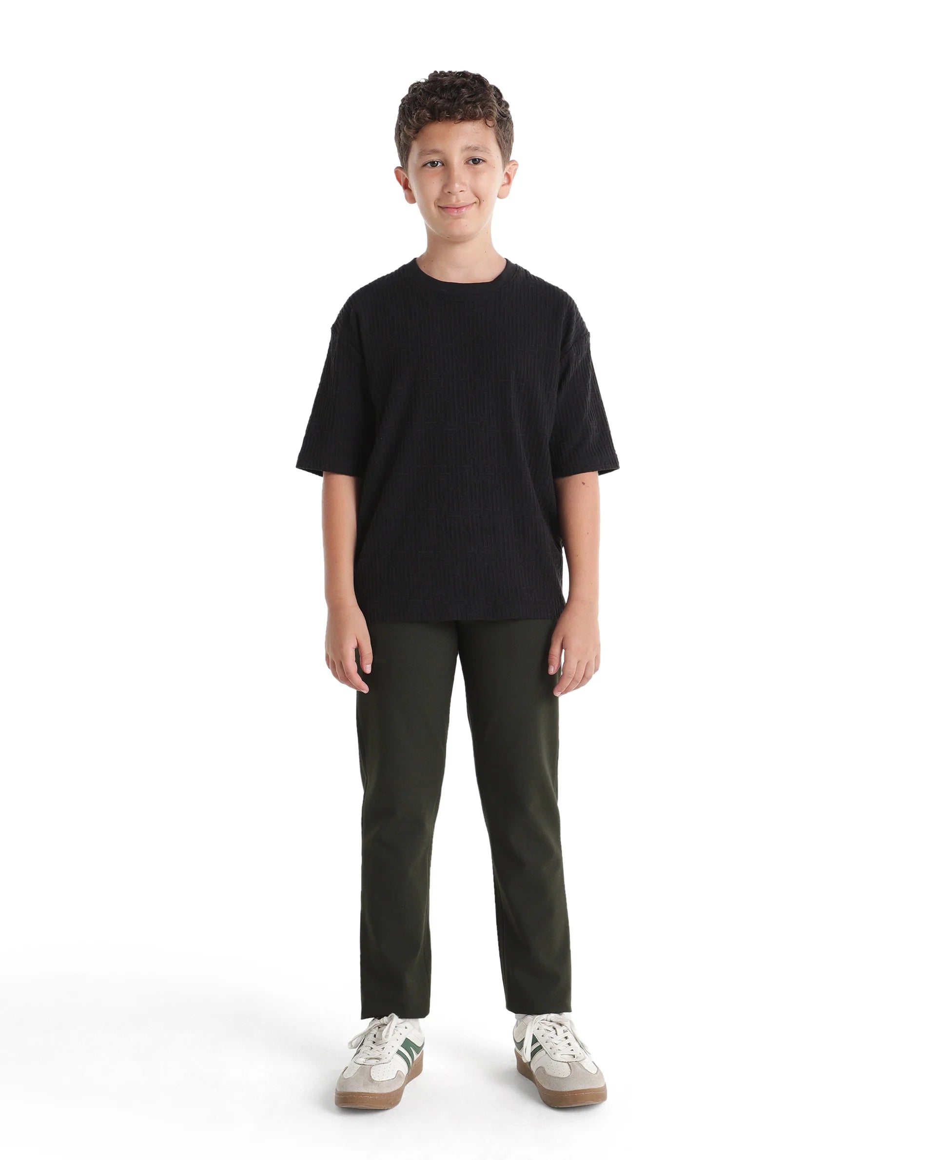 Rare Ones Kids Trove-Aw26 Olive Polyester Blend Fabric Button And Zipper Closure Slim Fit Trouser