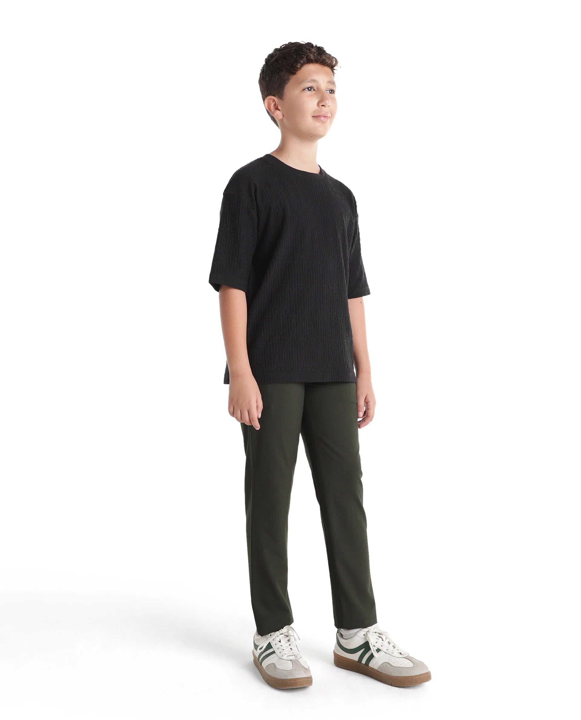 Rare Ones Kids Trove-Aw26 Olive Polyester Blend Fabric Button And Zipper Closure Slim Fit Trouser