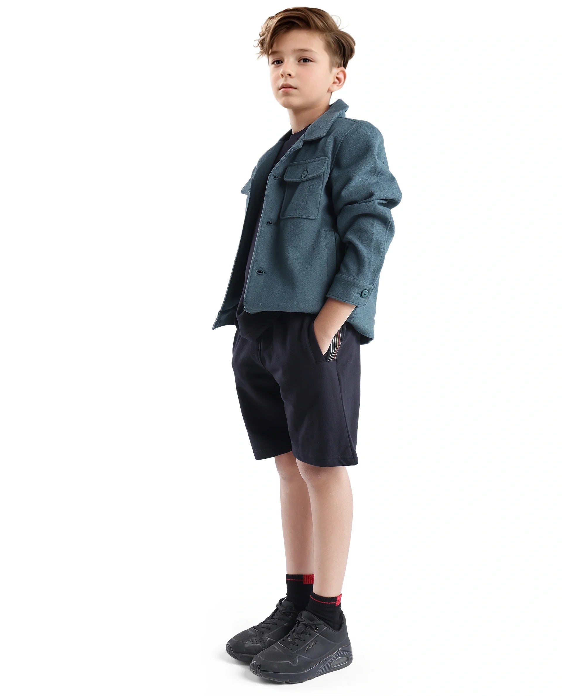 Rare Ones Kids San Black Cotton Applique Boxy Shorts