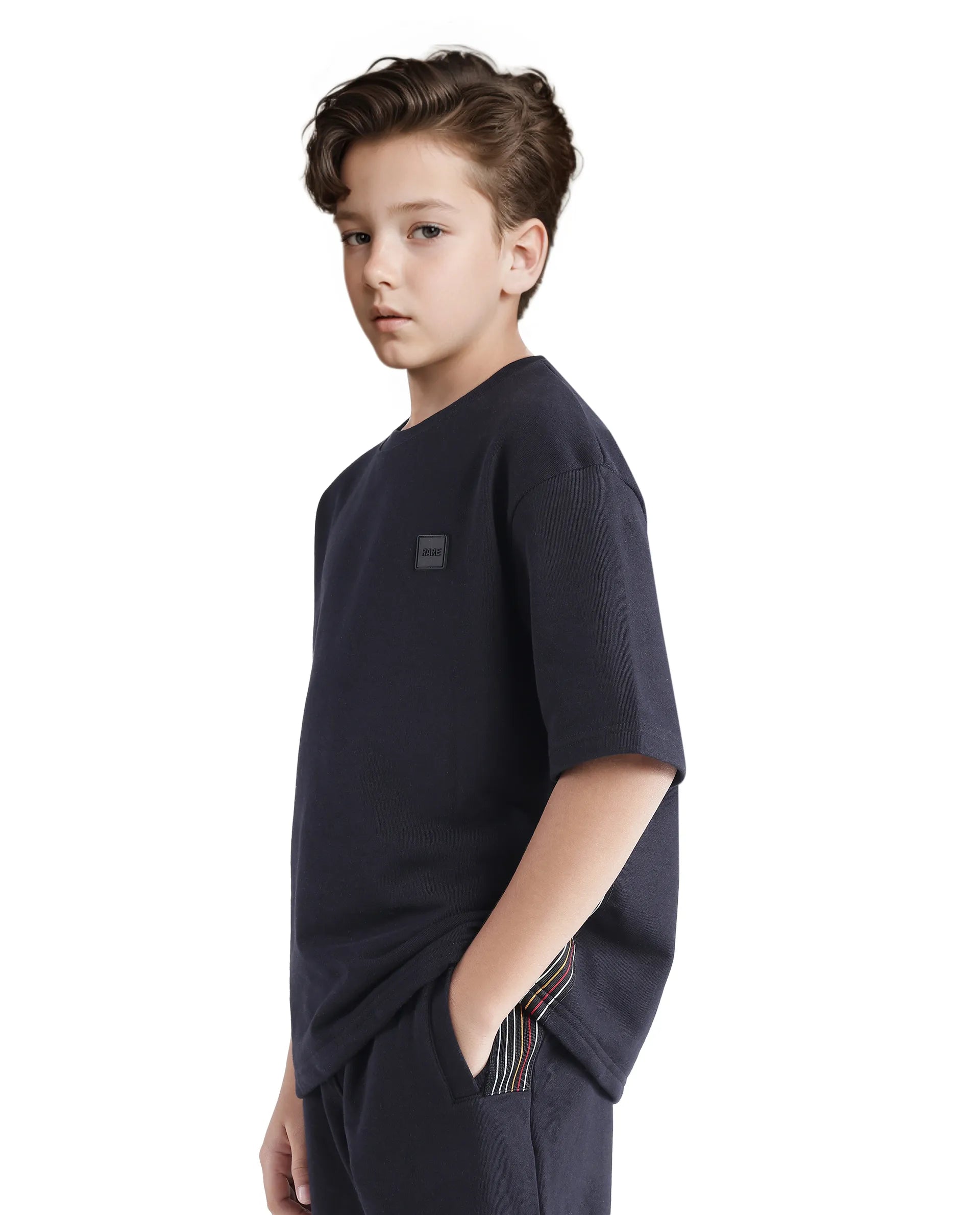 Rare Ones Kids Sans Black Cotton Poly Short Sleeve Crew Neck Applique T-Shirt