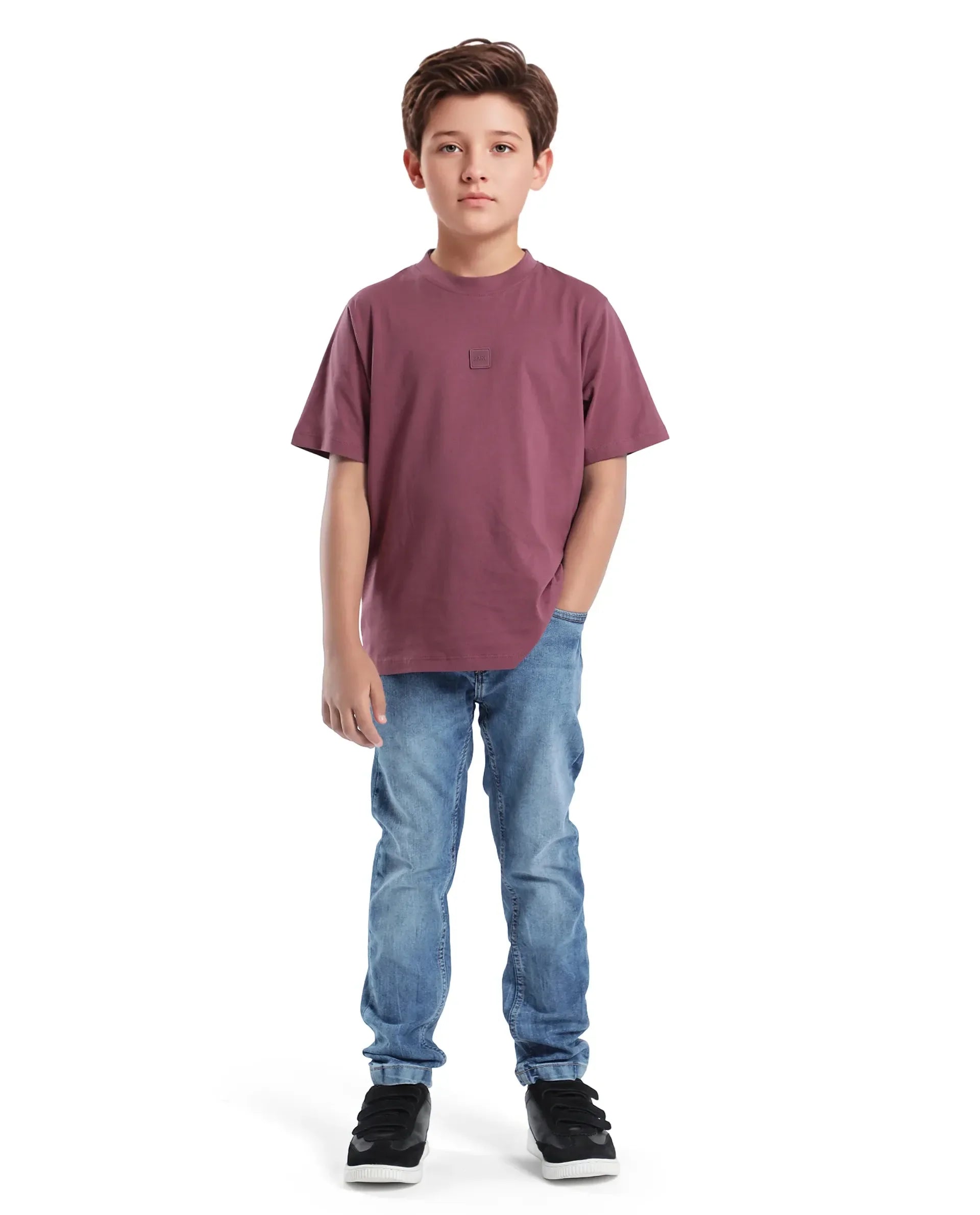 Rare Ones Kids Sira Light Blue Cotton Solid Button And Zip Closure Slim Fit Fit Jeans