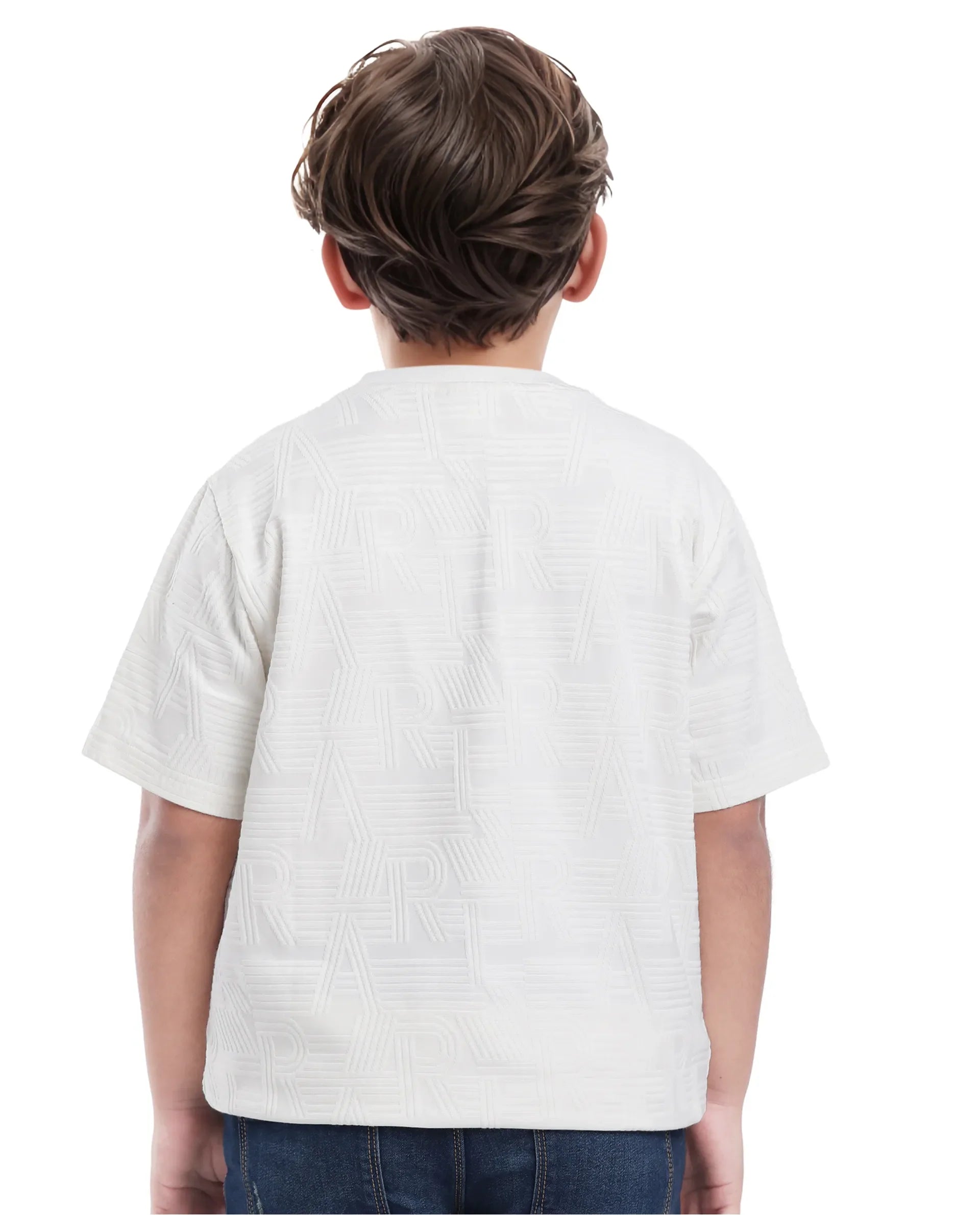 Rare Ones Kids Stom Offwhite Cotton Short Sleeve Crew Neck Solid T-Shirt
