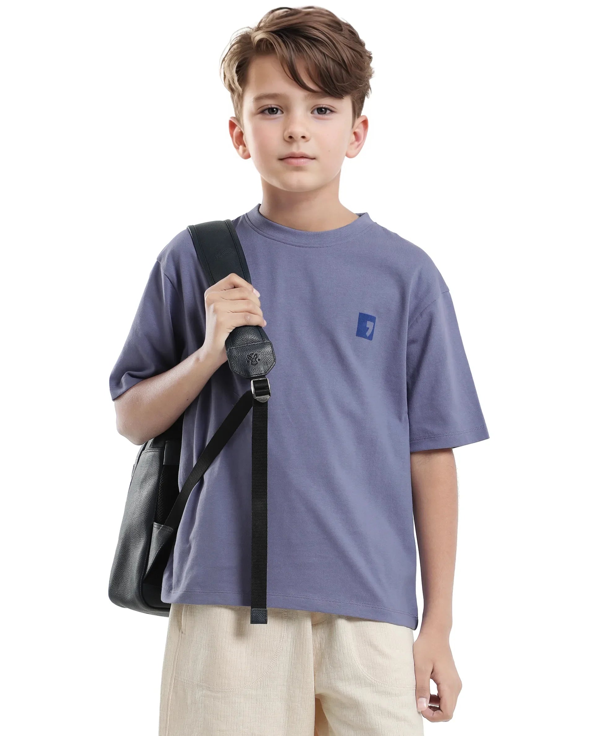 Rare Ones Kids Sudo Light Purple Cotton Graphic Printed Slip-On Oversized Fit T-Shirt