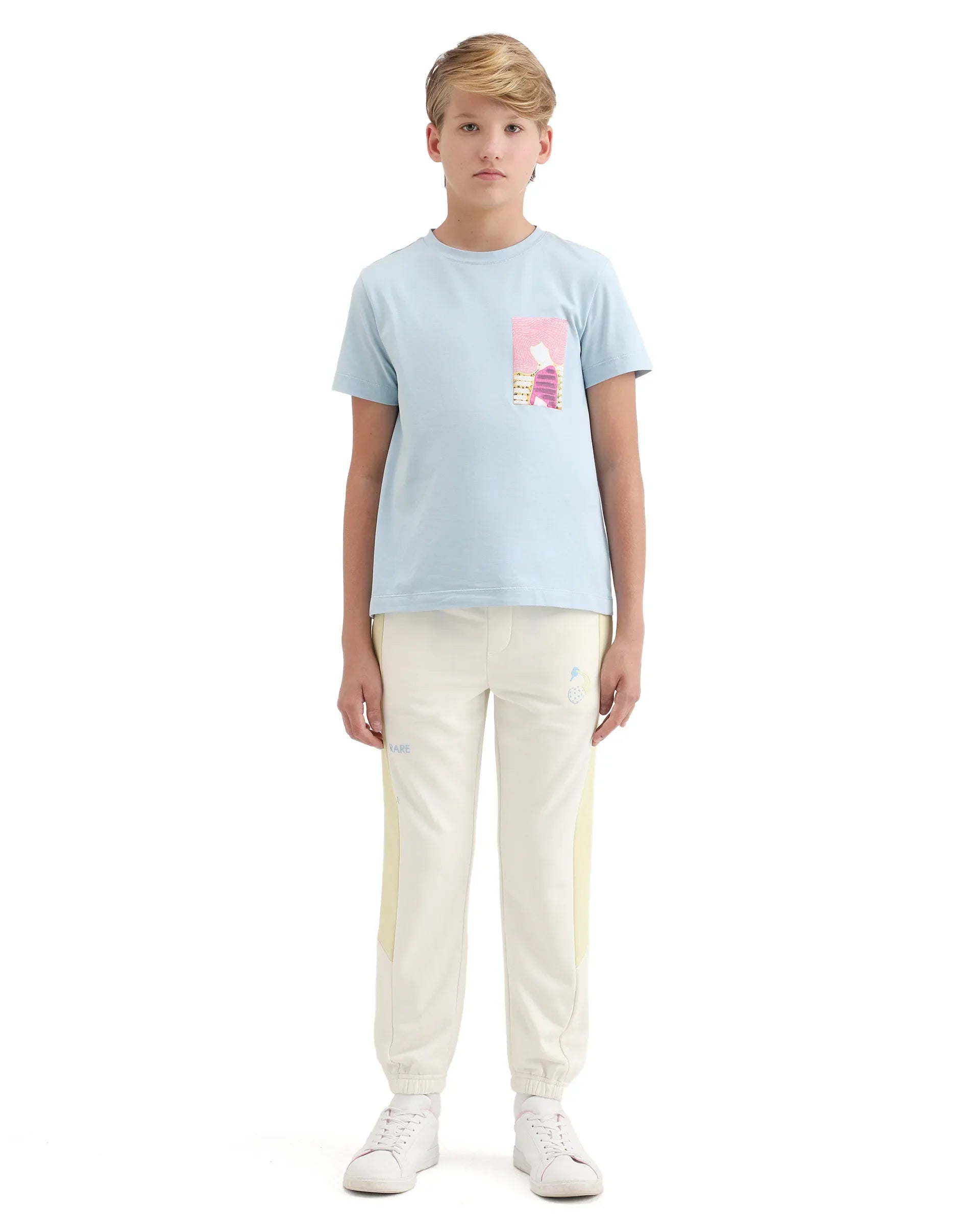 Rare Ones Kids Tage-B Off White Cotton Blend Drawstring Closure Regular Fit Trackpant