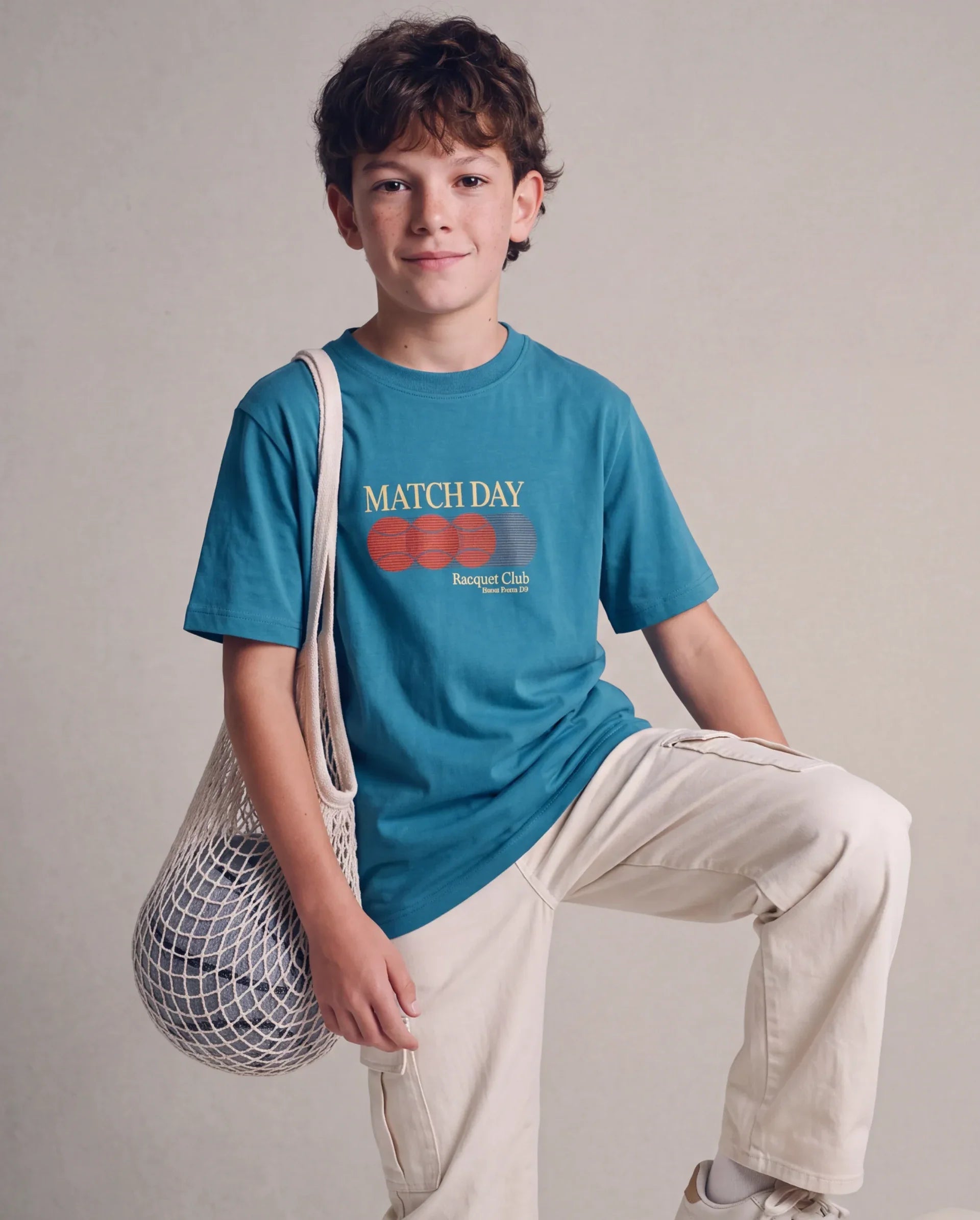 Rare Ones Kids Tega Teal Cotton Blend Fabric Pull-On Closure Regular Fit Graphic Print T-Shirt