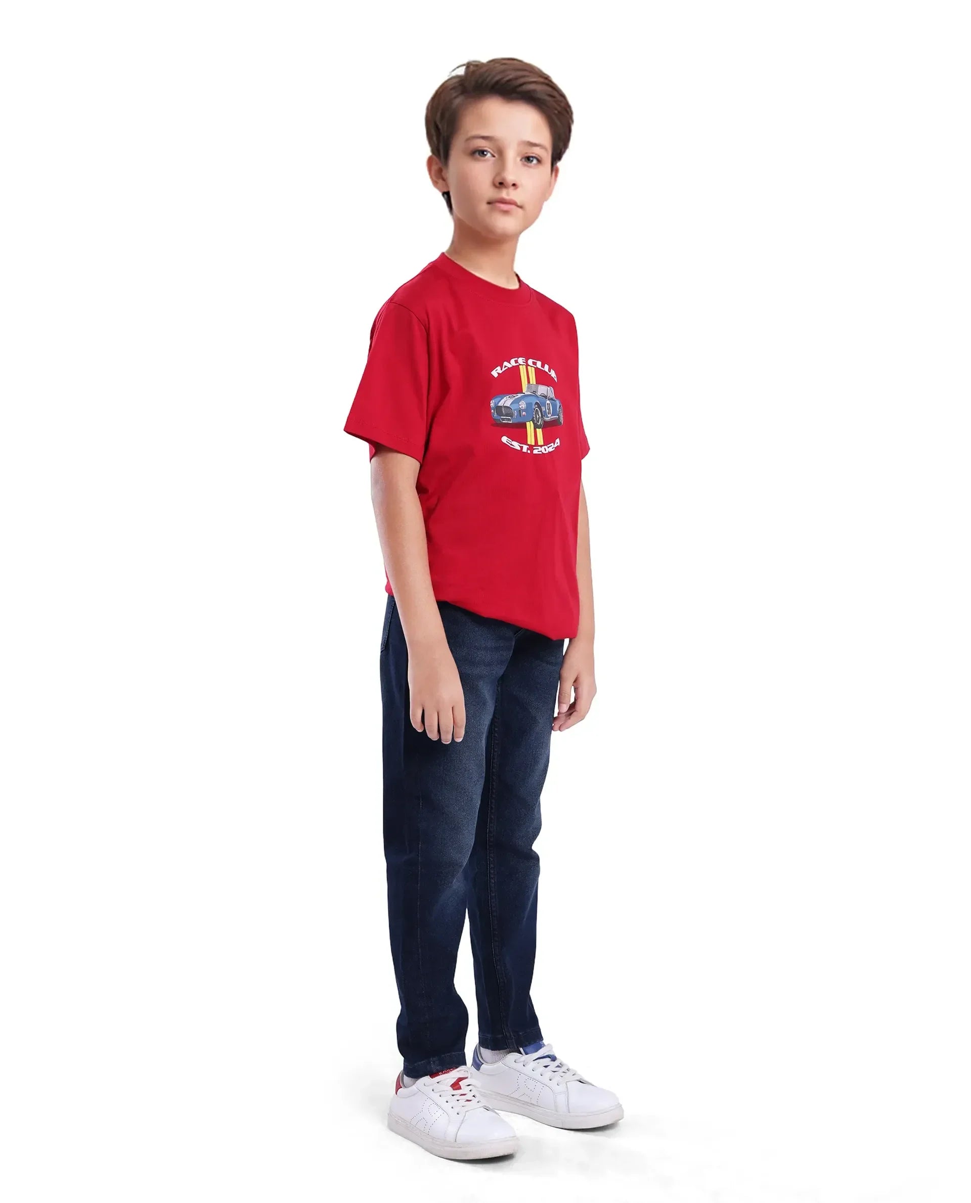 Rare Ones Kids Tobby Dark Blue Cotton Solid Button And Zip Closure Slouchy Fit Jeans